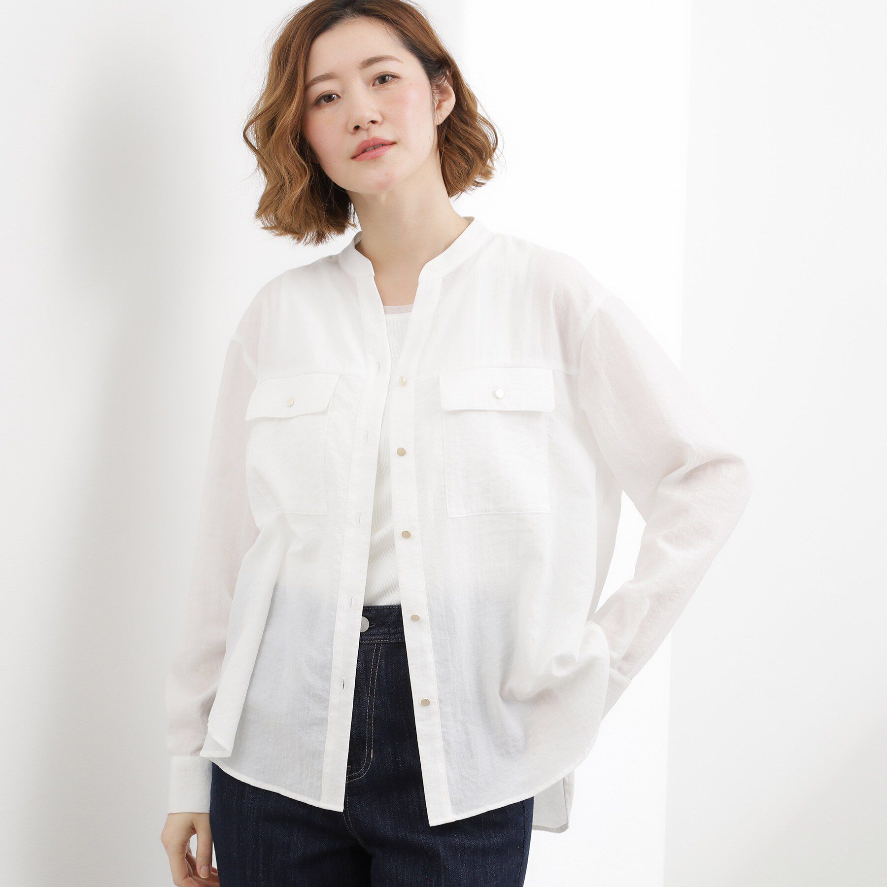 grove「【貴島明日香さん着用】お仕事も普段も。今どきワークシャツブラウス」|シャツ・ブラウス|オフ(003)