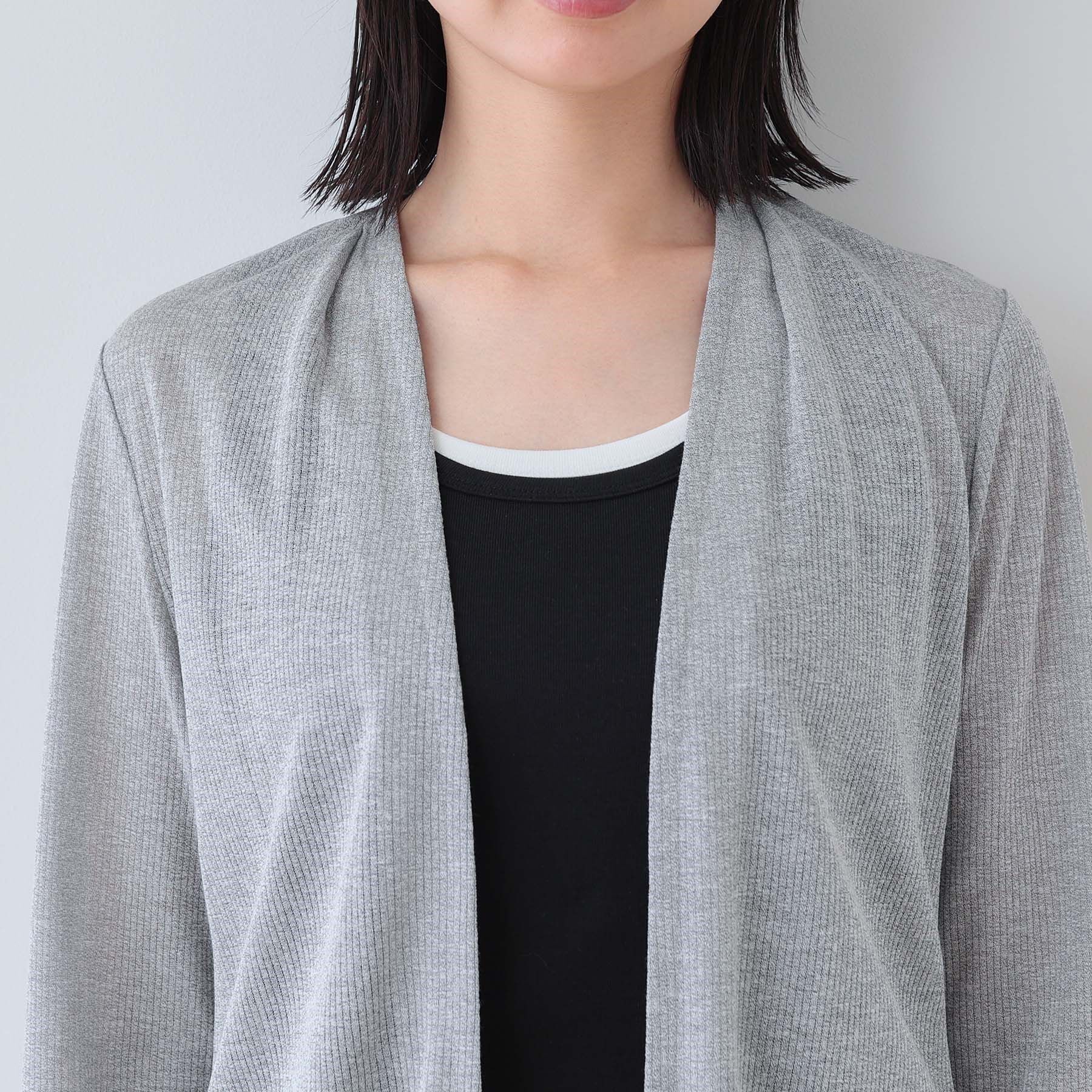 INDIVI「【洗える／シアーストライプ柄】着流しジャージカーディガン」|カーディガン|