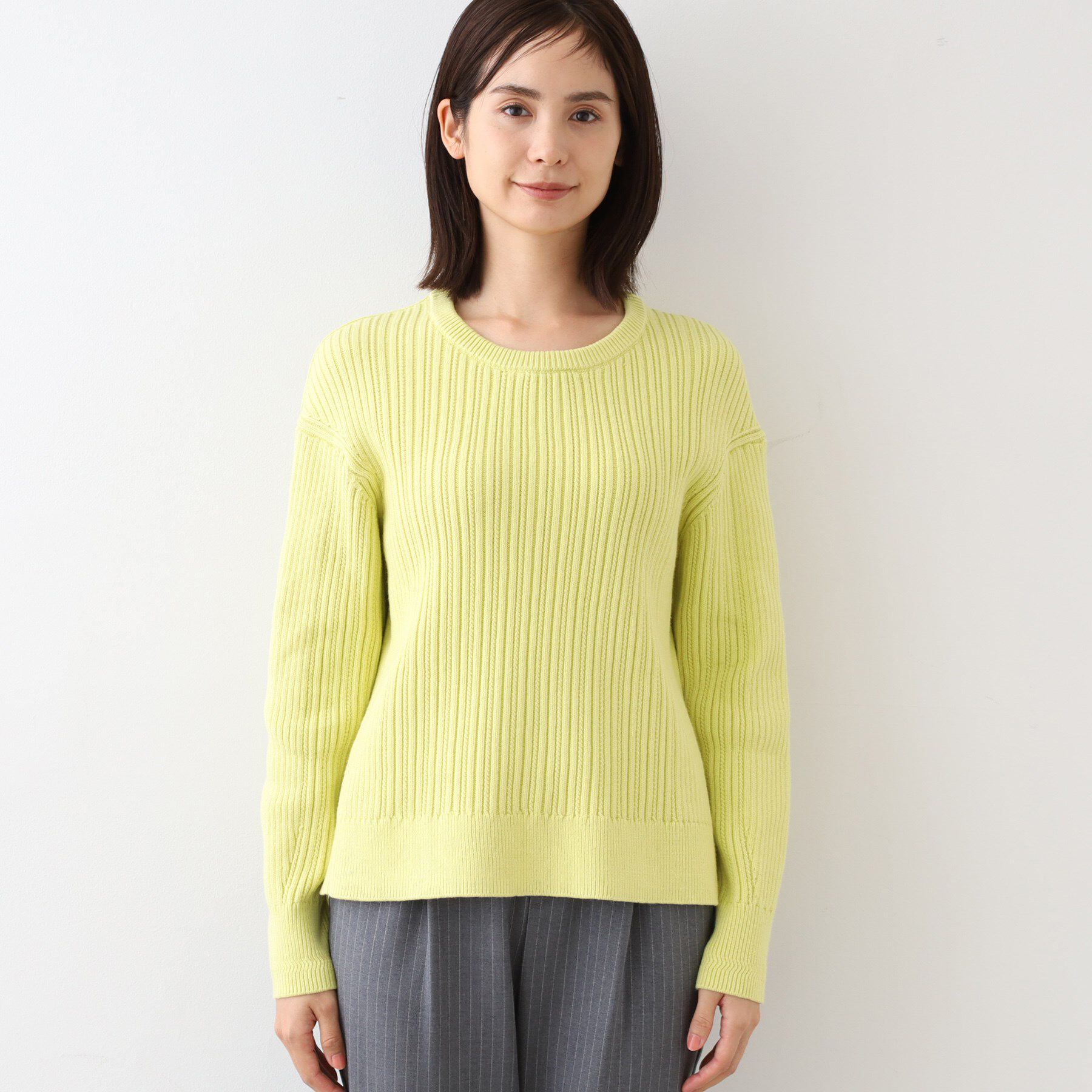 INDIVI「【コットン混／洗える】ミニケーブル柄ニット」|ニット・セーター|