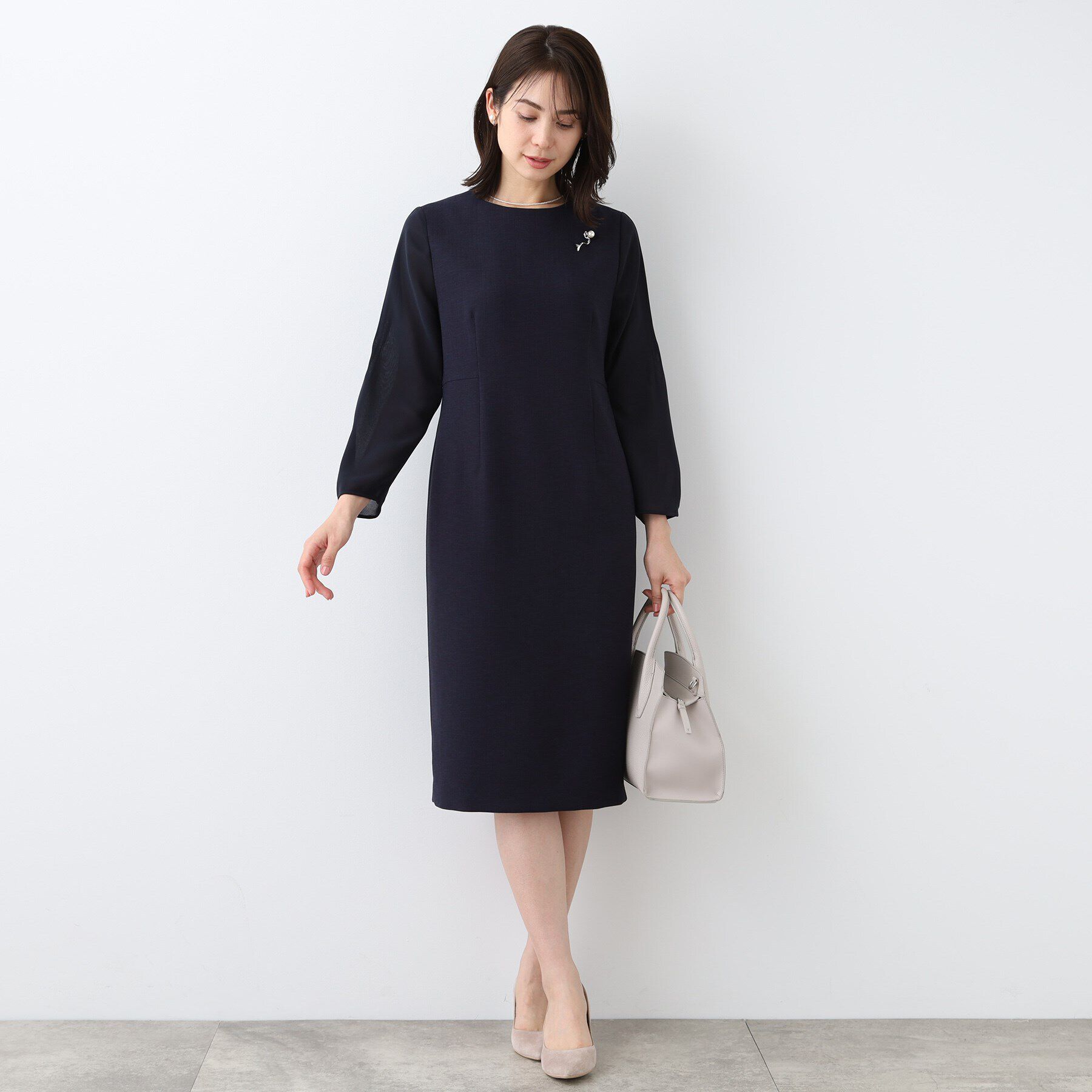 INDIVI「【洗える／スーツ】ストレートラインワンピース」|ワンピース|