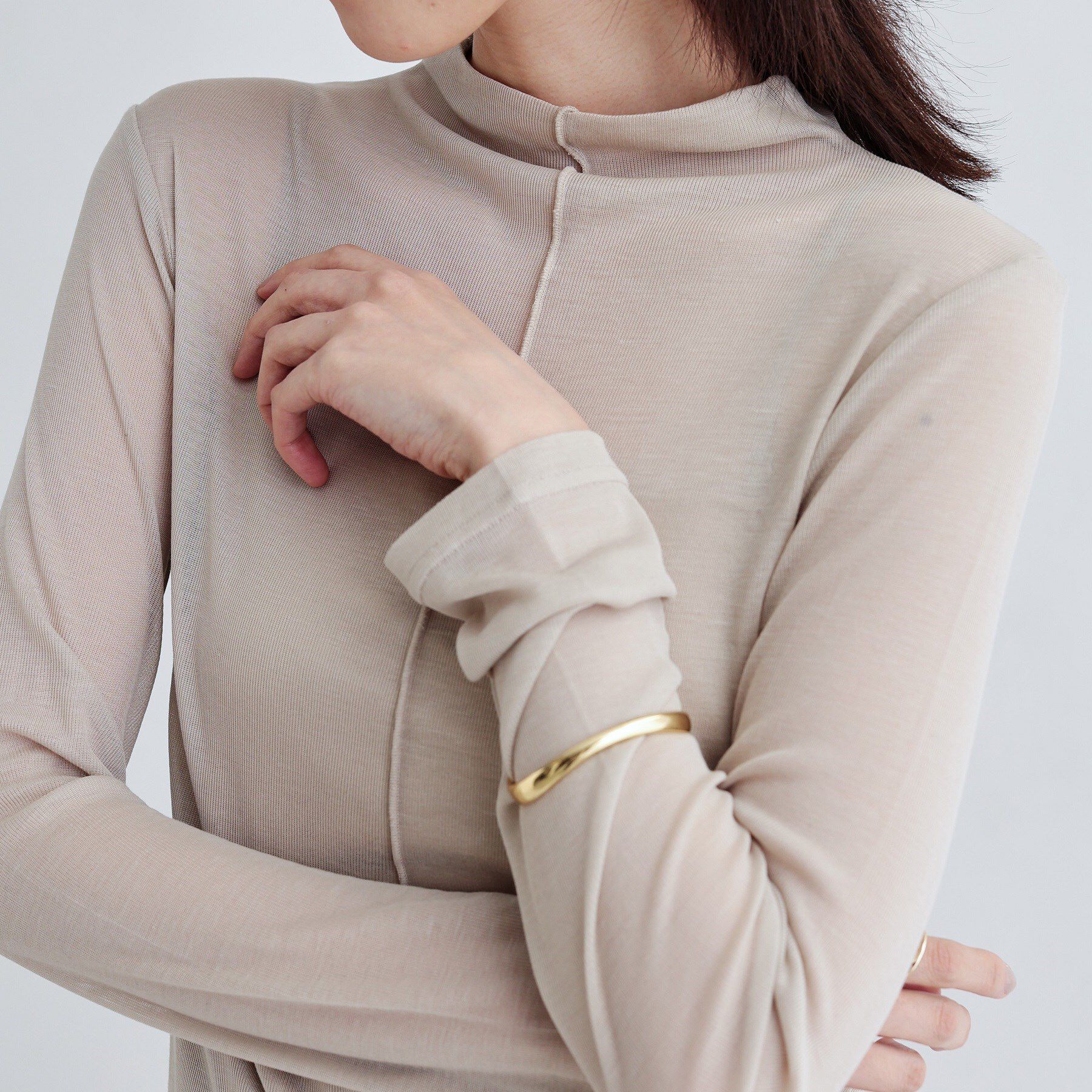 GALLEST「メロウラインシアートップス」|Tシャツ・カットソー|グレージュ(050)