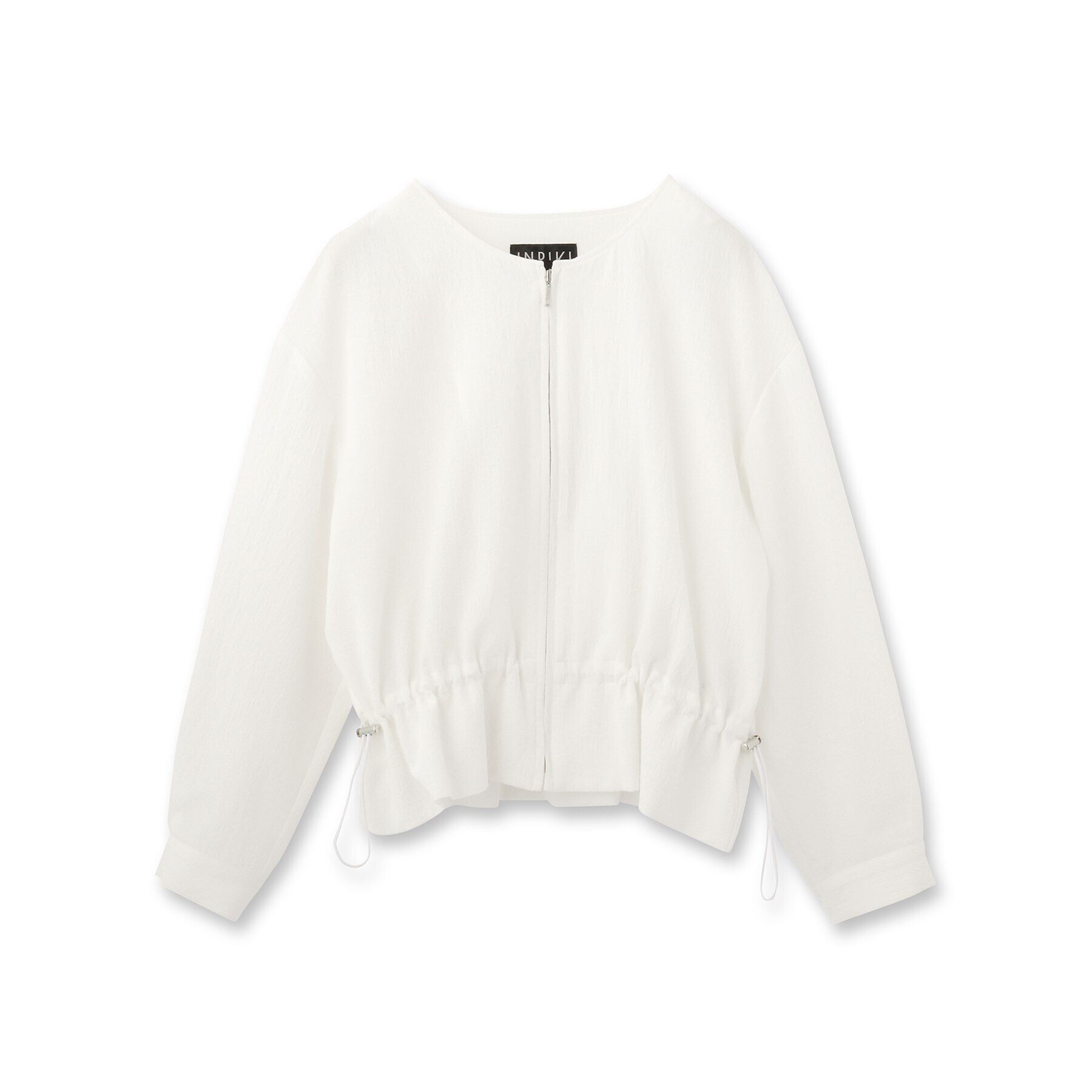 INDIVI「【洗える／凹凸素材】ドロストデザインショート丈ブルゾン」|ブルゾン・スタジャン|