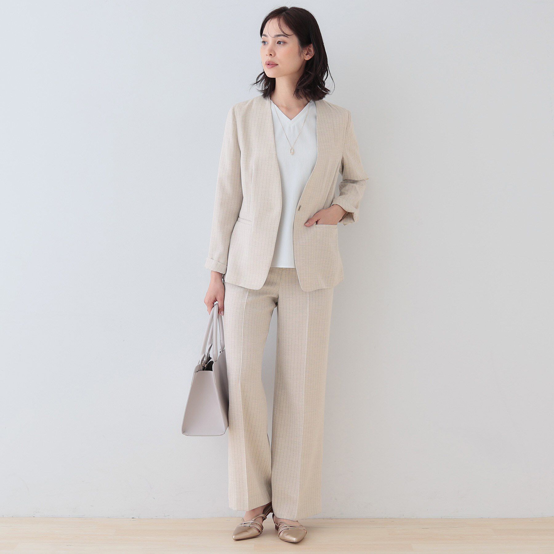 INDIVI「【こなれSETUP】リネンライクワイドパンツ」|その他|