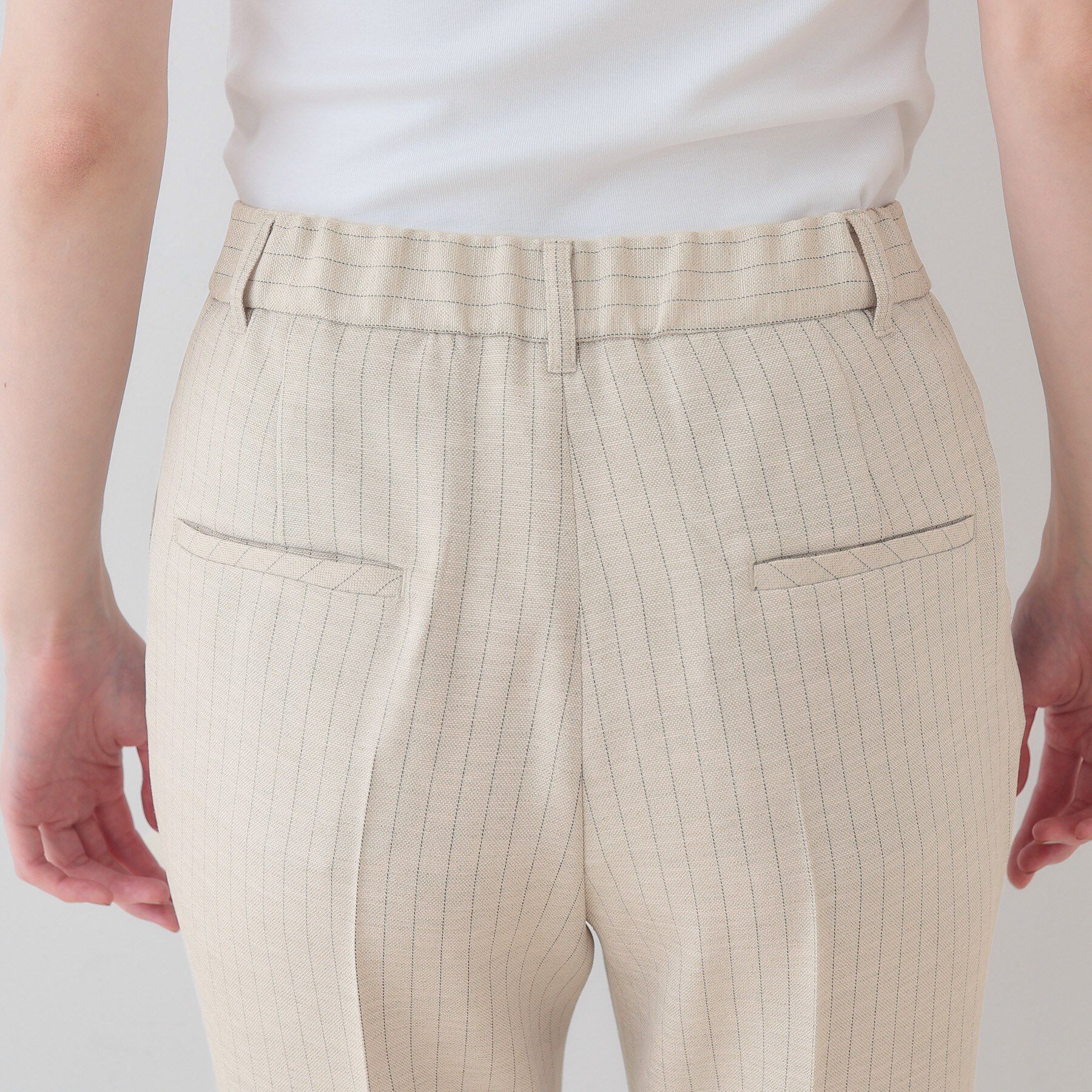 INDIVI「【こなれSETUP／ストライプ柄】リネンライクテーパードパンツ」|その他|