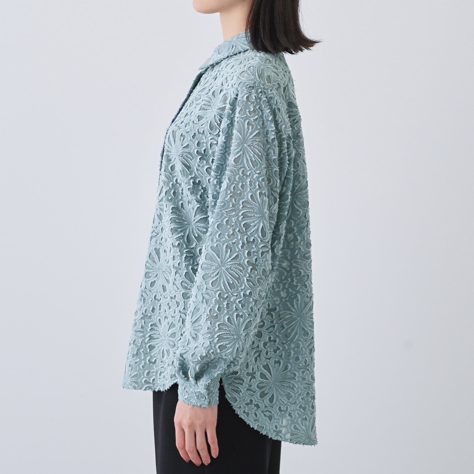 INDIVI「【日本製／SETUP可能】ジャカードレースブラウス」|シャツ・ブラウス|