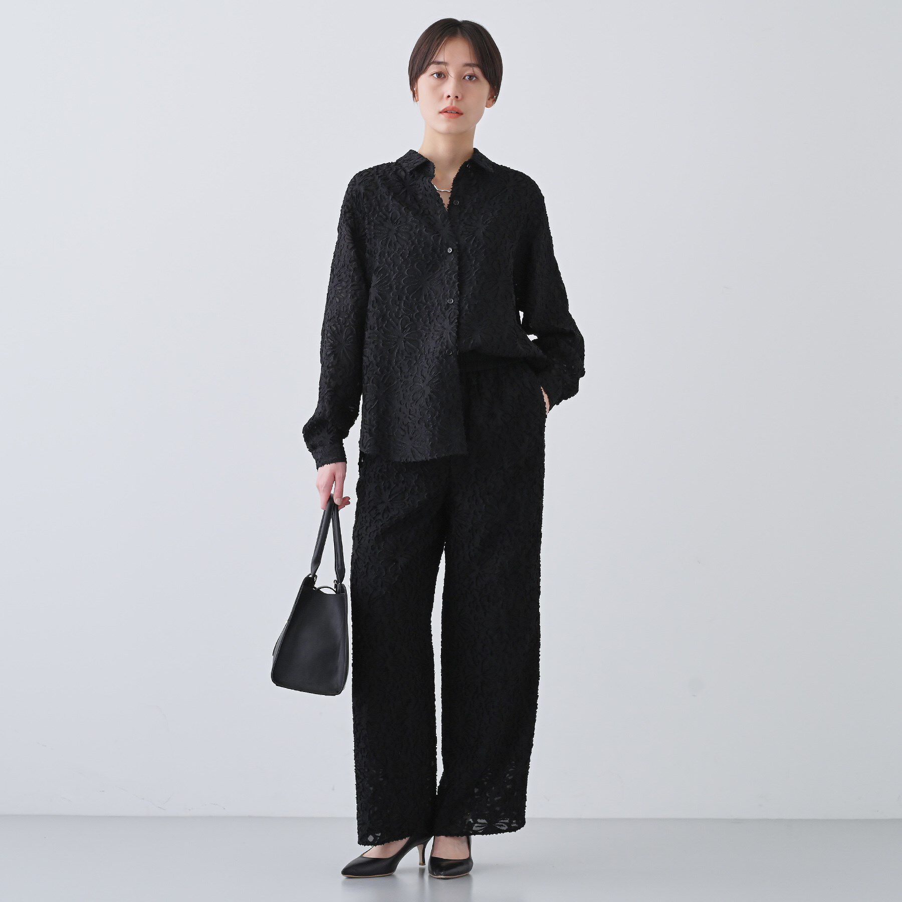 INDIVI「【日本製／SETUP可能】ジャカードレースブラウス」|シャツ・ブラウス|