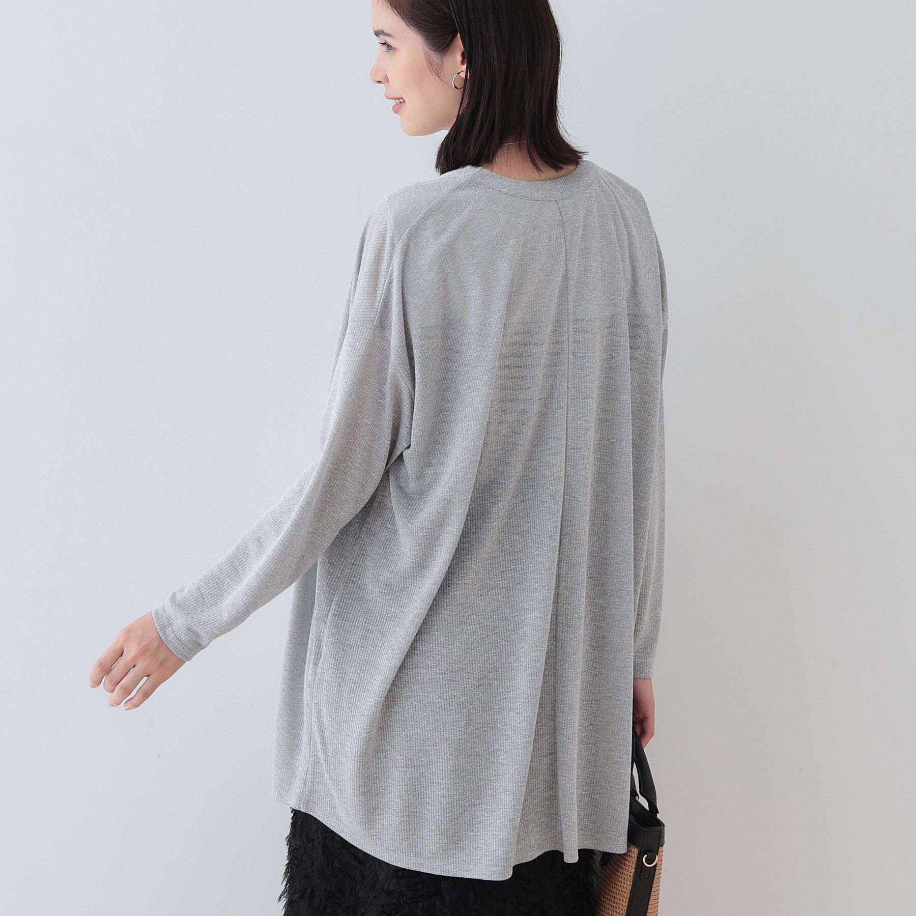 INDIVI「【洗える／シアーストライプ】ロング丈着流しカーディガン」|カーディガン|