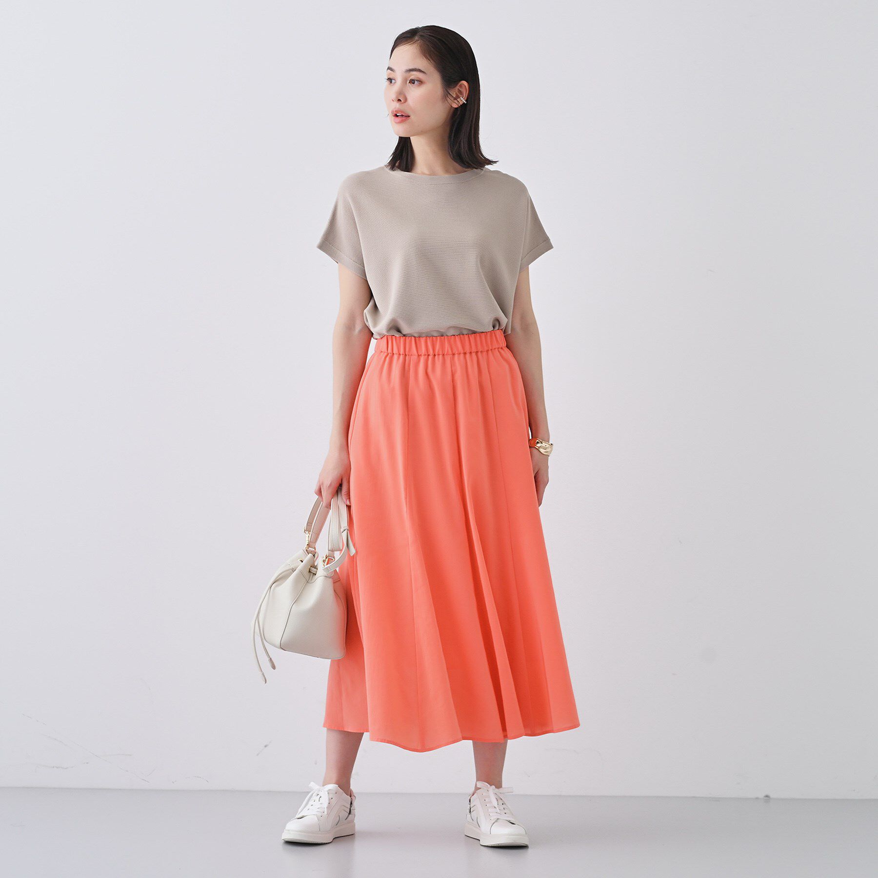 INDIVI「新色登場！【洗える／清涼感】レーヨンストレッチ フレンチスリーブニット」|ニット・セーター|