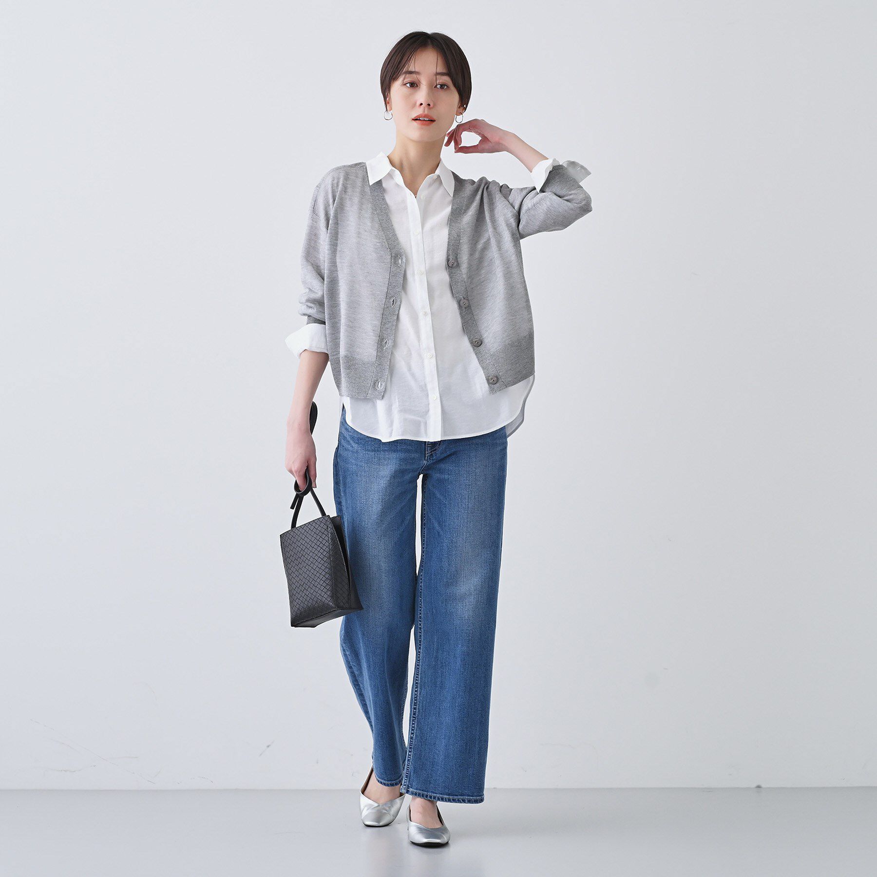 INDIVI「【大人シアーラメ】きれいめニットカーディガン」|カーディガン|