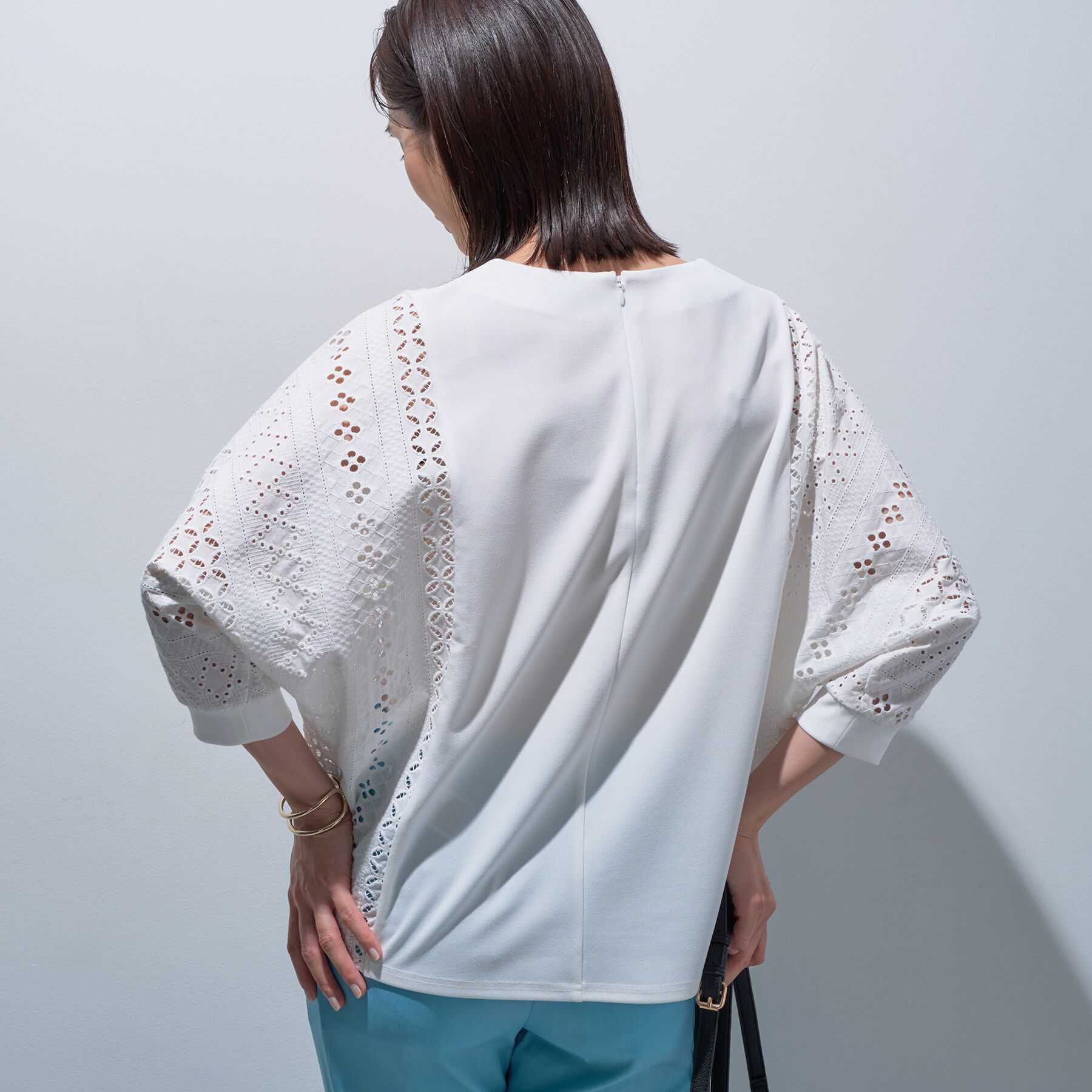 INDIVI「【洗える／体型カバー】レースコンビトップス」|Tシャツ・カットソー|