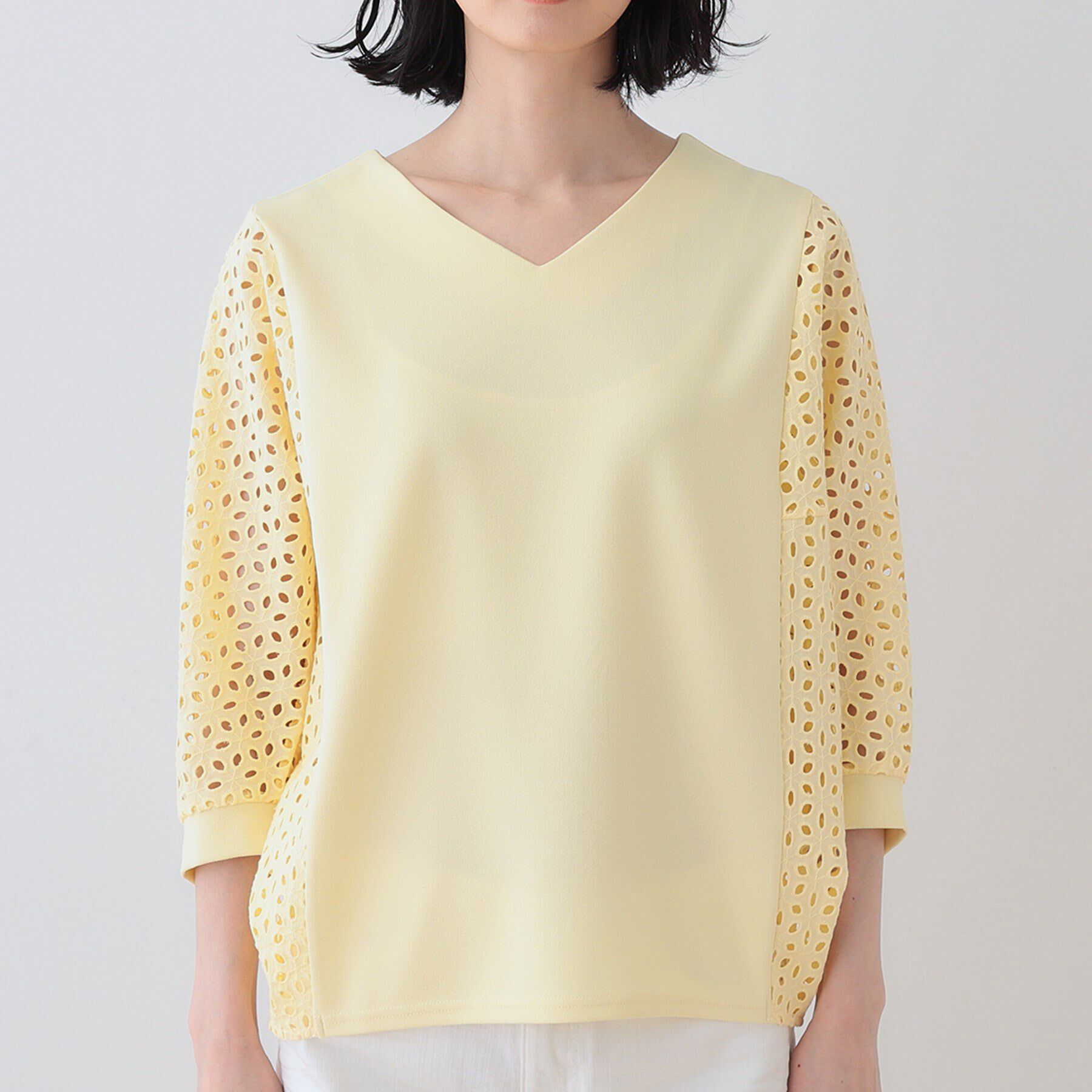 INDIVI「【洗える／体型カバー】レースコンビトップス」|Tシャツ・カットソー|