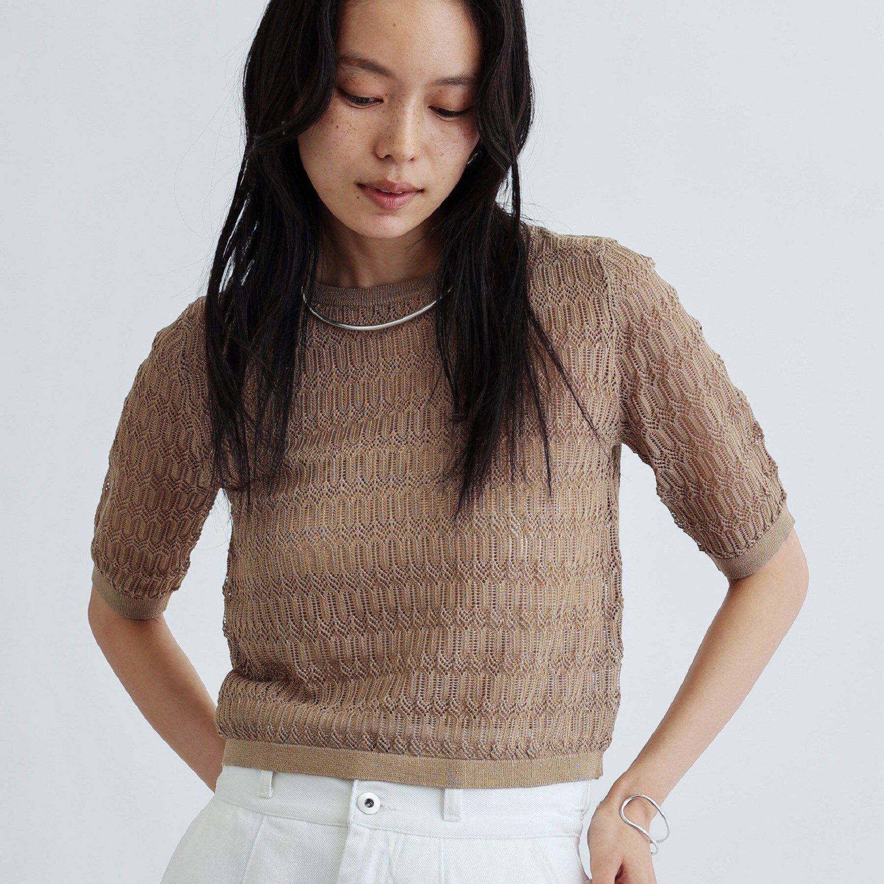 GALLEST「ハーフスリーブシアーニット」|ニット・セーター|