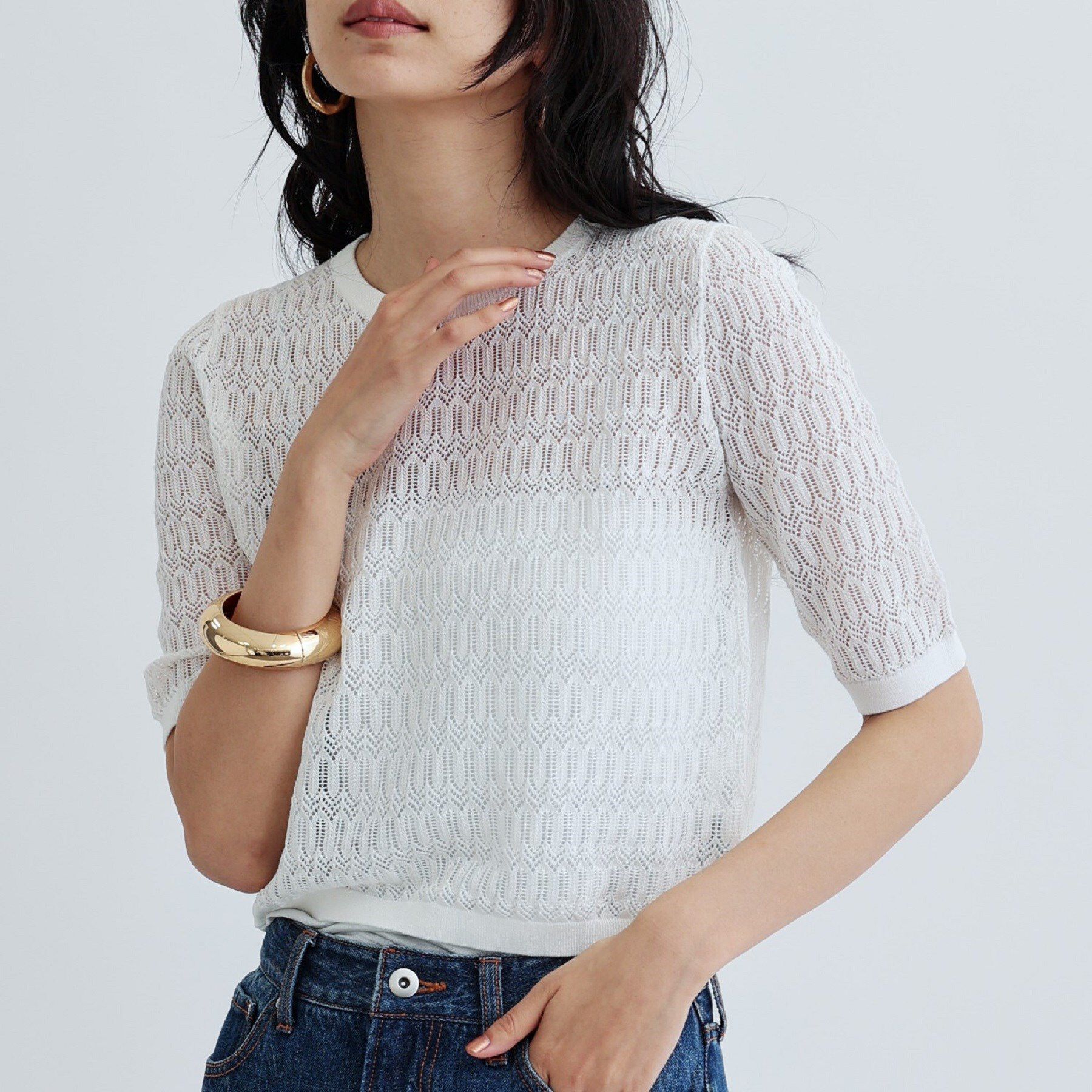 GALLEST「ハーフスリーブシアーニット」|ニット・セーター|