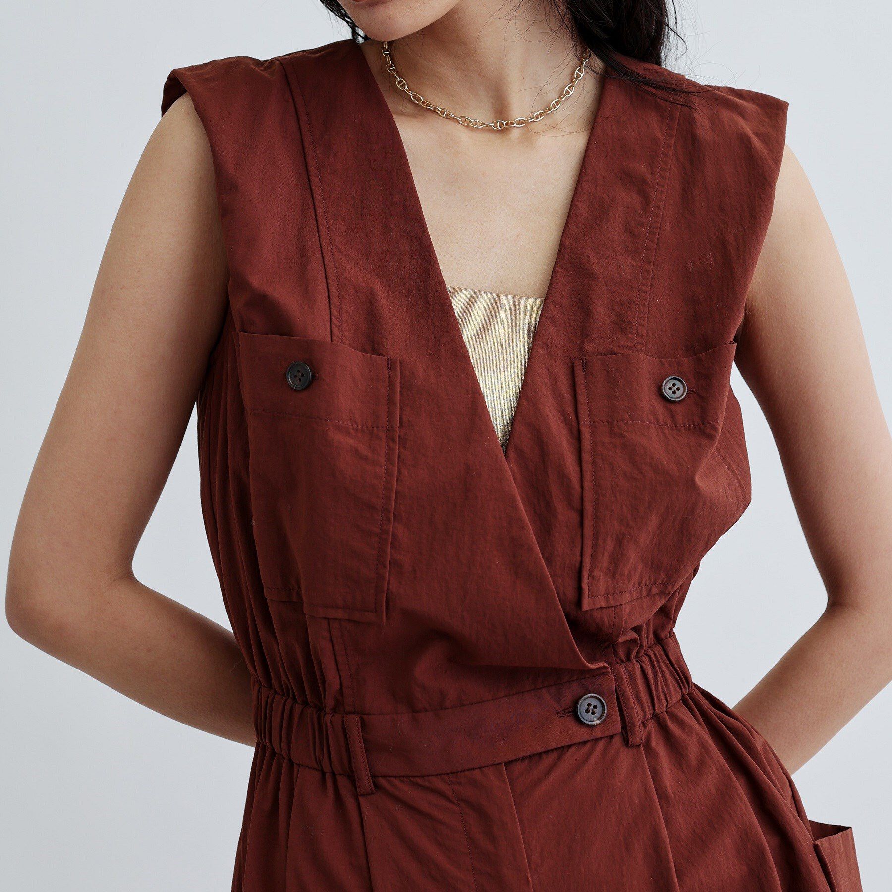 GALLEST「Vネックオーバーオール」|オールインワン|