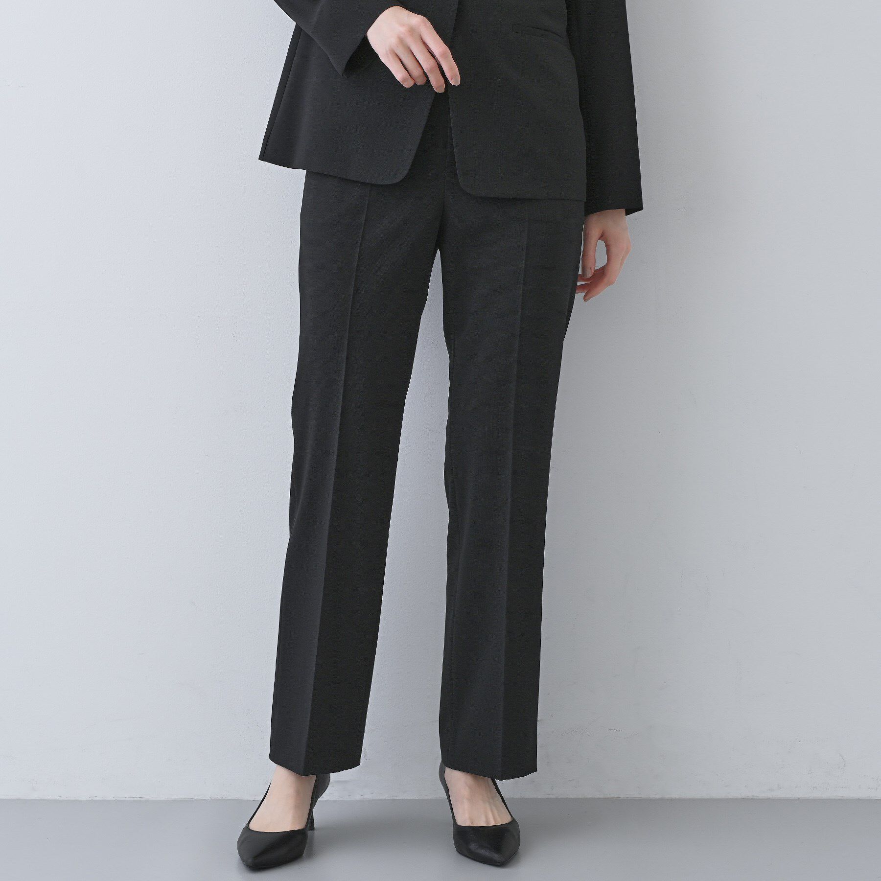 INDIVI「【洗える／夏スーツ】ミニ千鳥柄ストレートパンツ」|その他|ブラック(019)