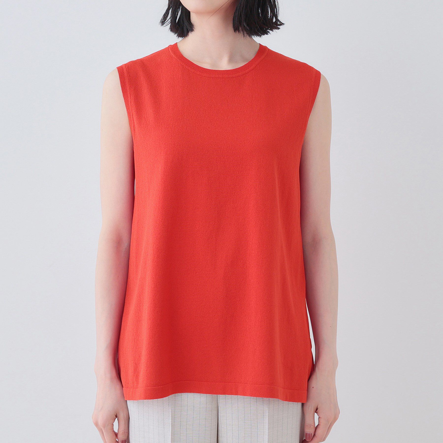 INDIVI「【洗える】切り替えノースリーブニット」|ニット・セーター|