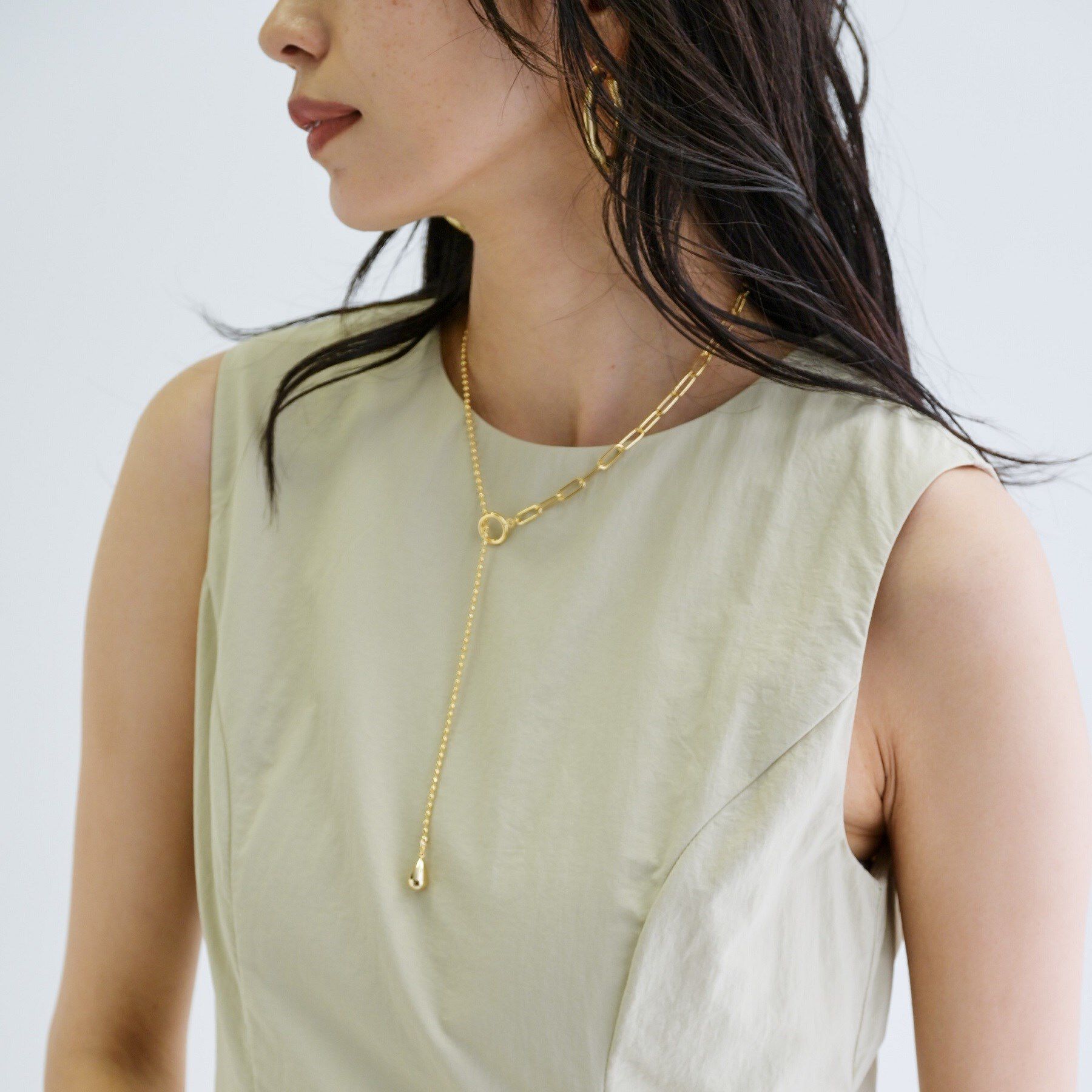 GALLEST「ミックスチェーンラリエット」|ネックレス|ゴールド(007)