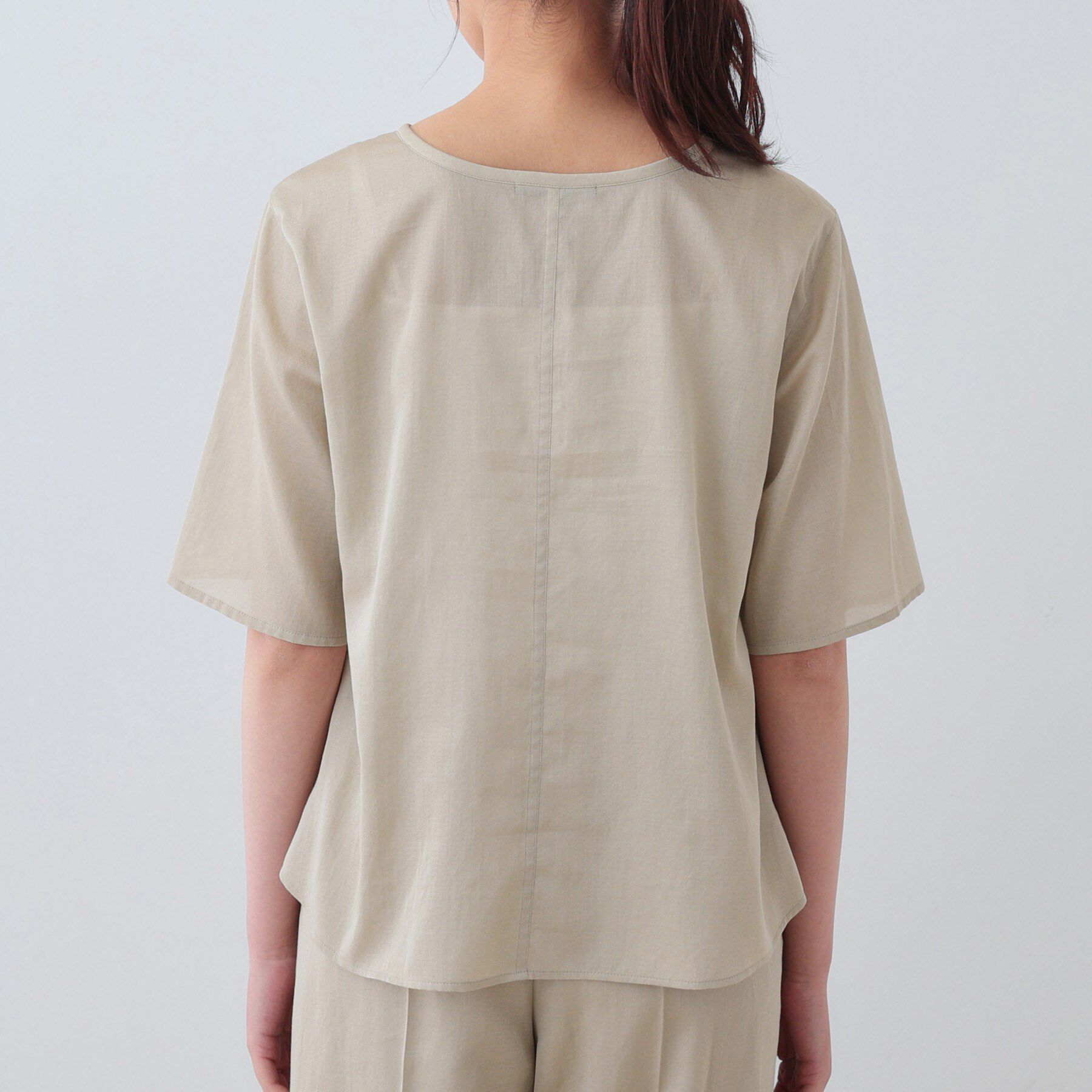 INDIVI「【日本製／SETUP可能】ガーゼ素材Tブラウス」|シャツ・ブラウス|