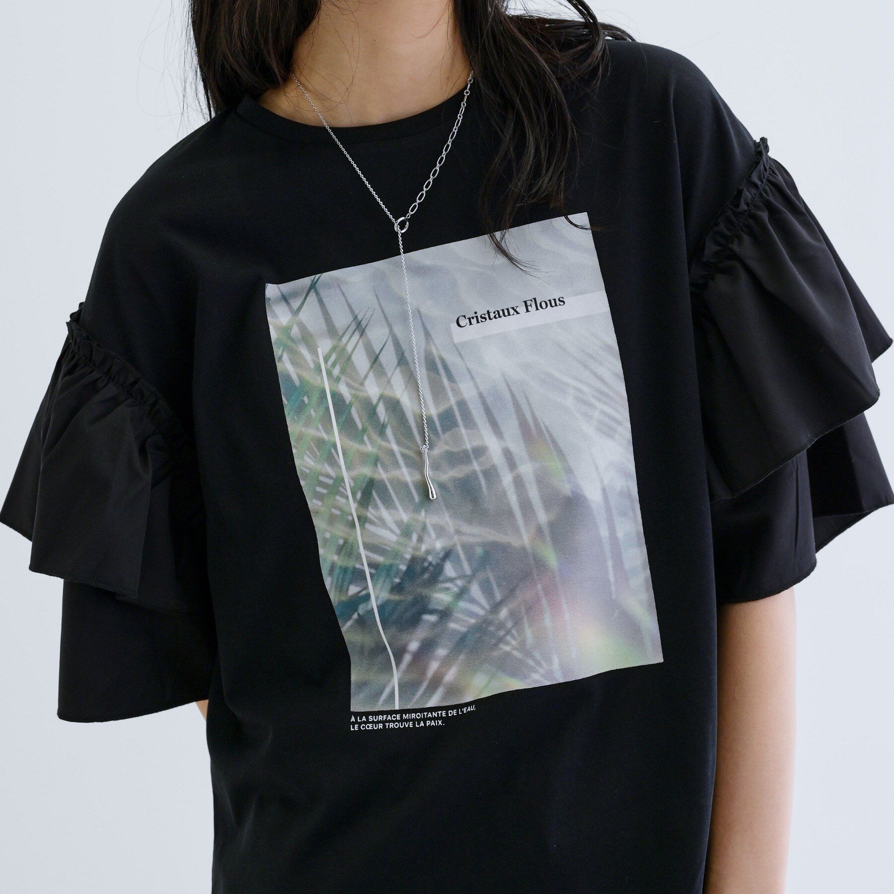 GALLEST「フリルスリーブプリントカットソー」|Tシャツ・カットソー|