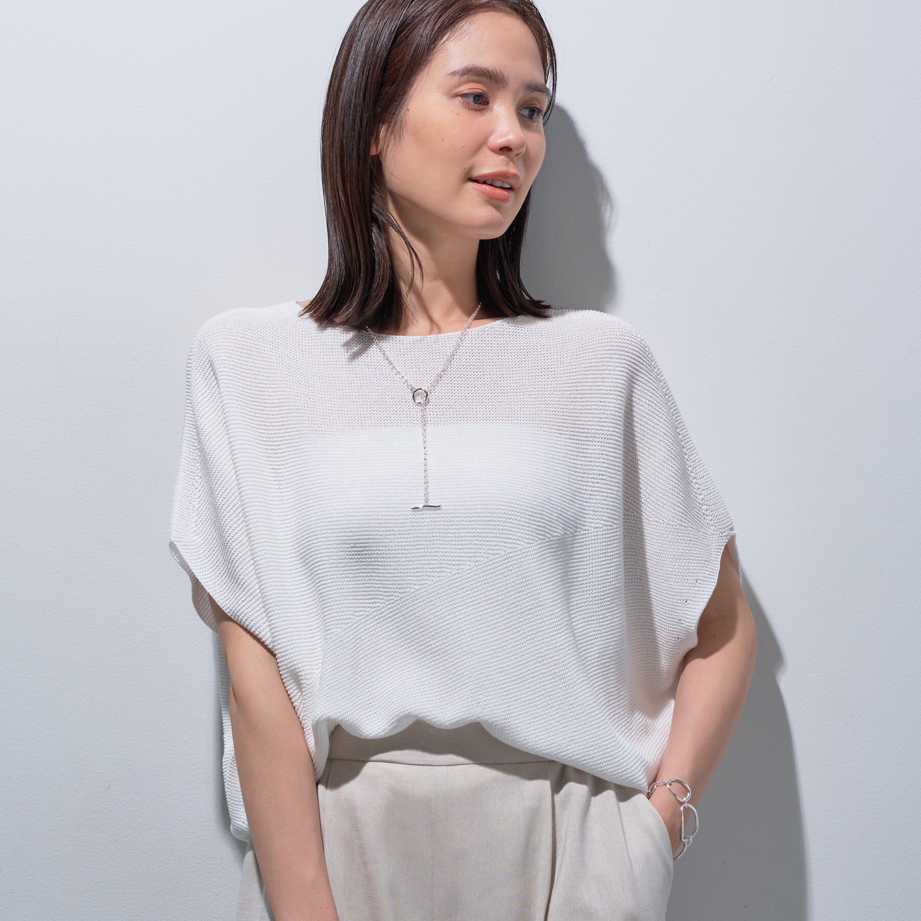 INDIVI「【洗える／清涼感】コクーンシルエットニット」|ニット・セーター|