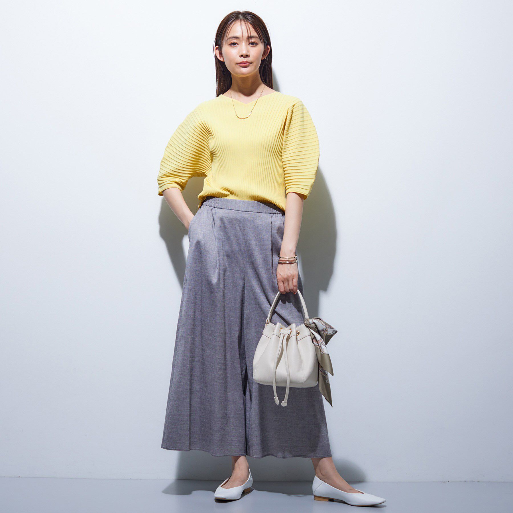 INDIVI「【二の腕カバー／スタイルアップ】ドライタッチストレッチニット」|Tシャツ・カットソー|