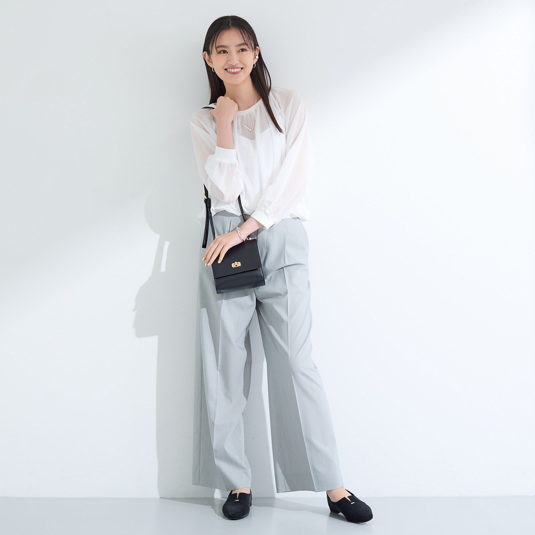 INDIVI「【体型カバー／マシンウォッシュ対応】シアージャージトップス」|Tシャツ・カットソー|