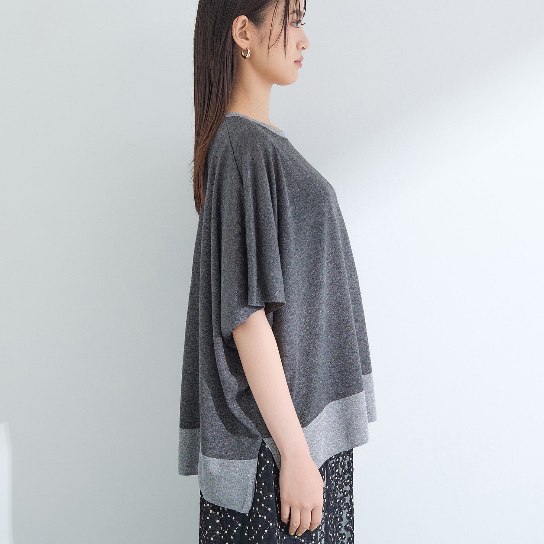 INDIVI「【洗える／二の腕カバー】バイカラーラメニット」|ニット・セーター|