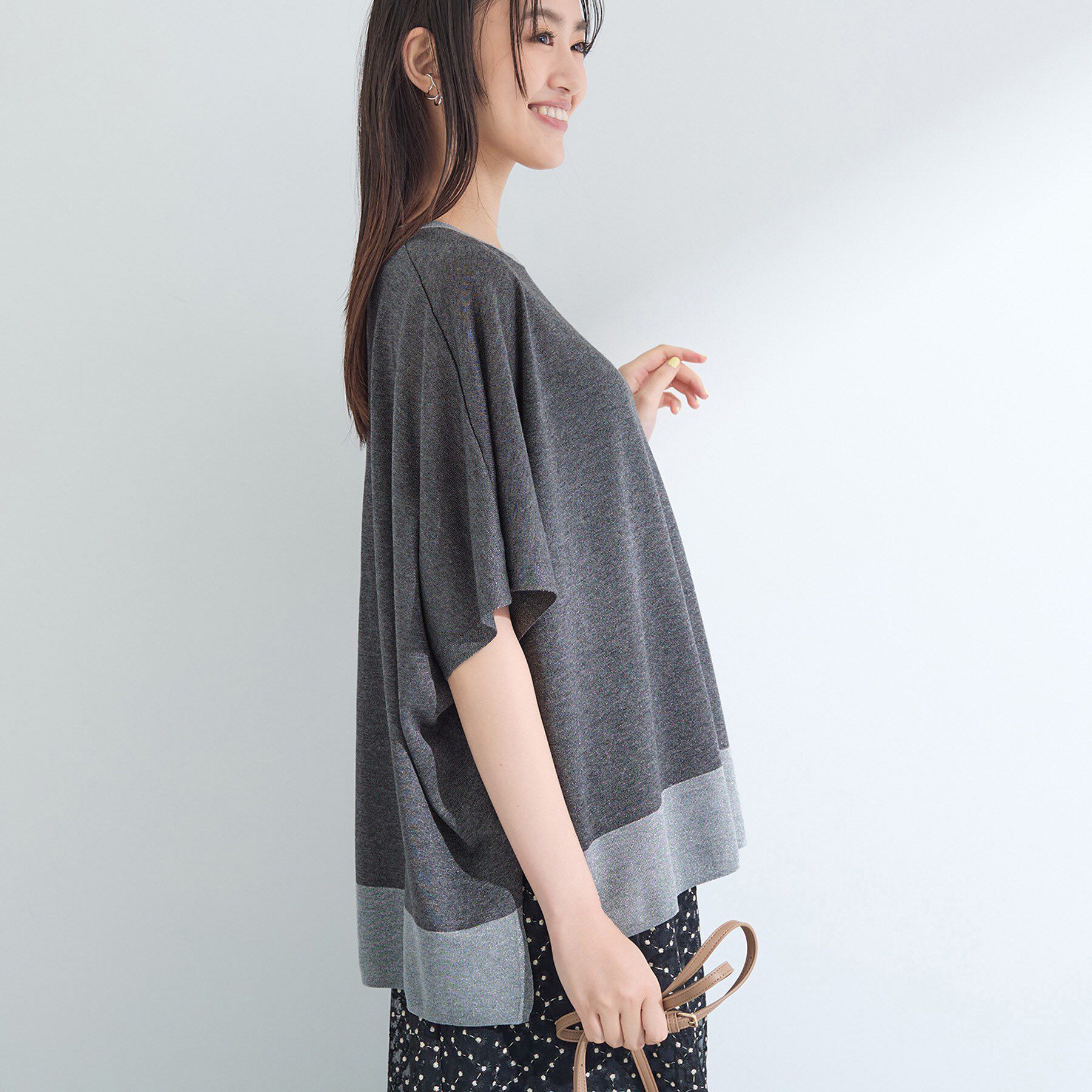 INDIVI「【洗える／二の腕カバー】バイカラーラメニット」|ニット・セーター|