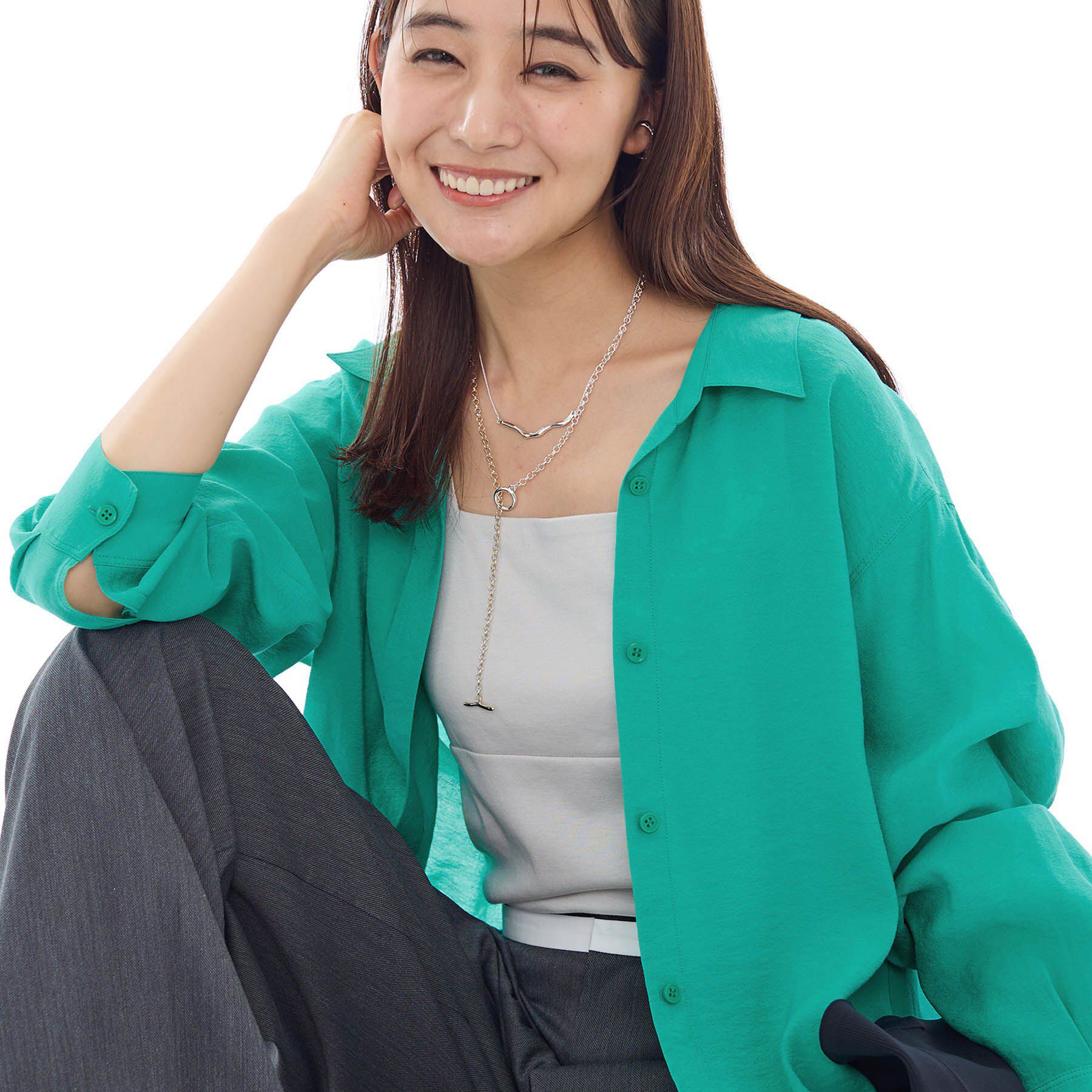 INDIVI「【体型カバー／清涼感】シアーオーバーシャツ」|シャツ・ブラウス|グリーン(022)