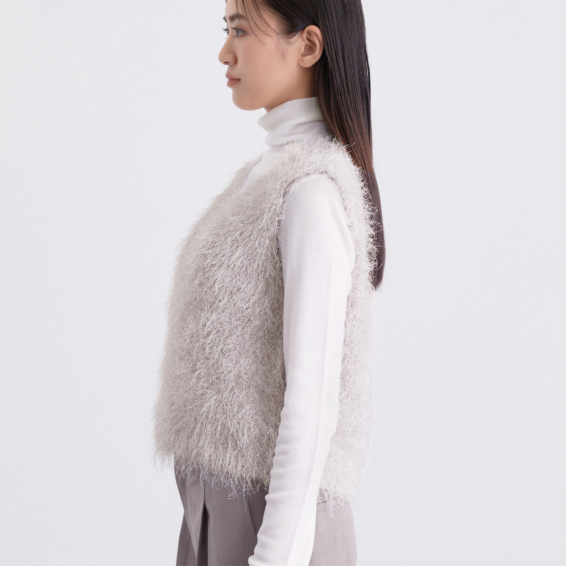 INDIVI「フェザーモールニットベスト」|ニット・セーター|