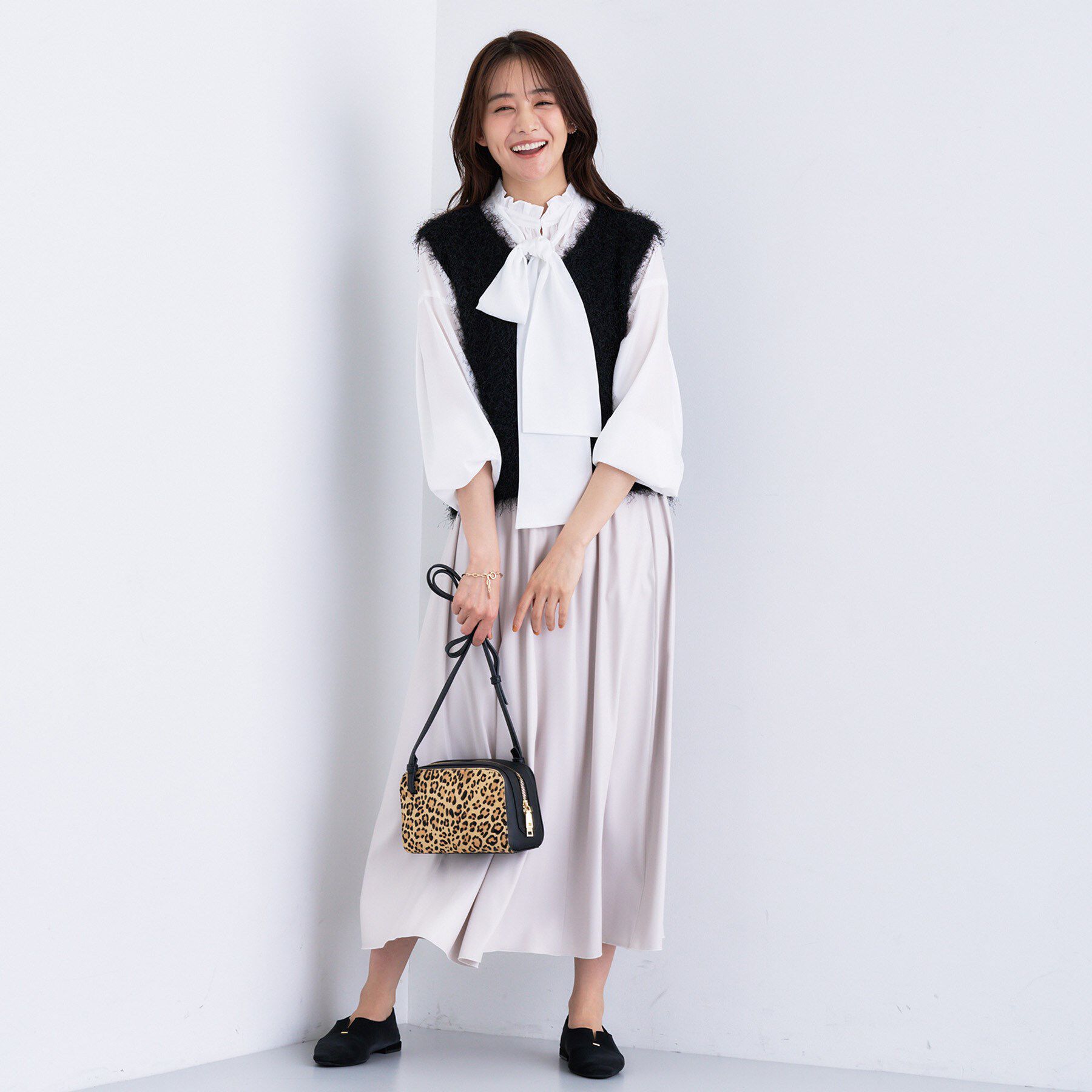 INDIVI「フェザーモールニットベスト」|ニット・セーター|