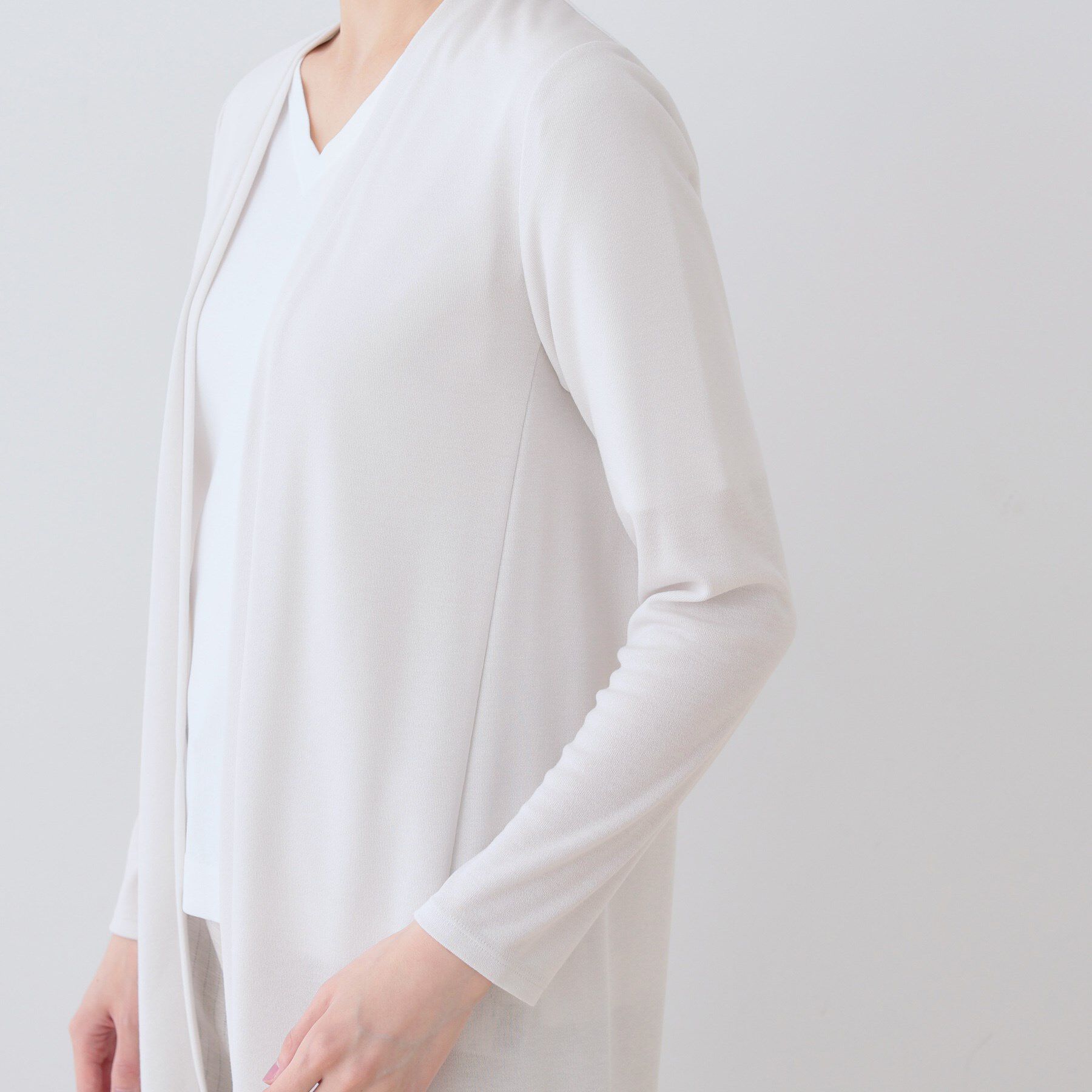 INDIVI「【洗える】着流しジャージカーディガン」|カーディガン|