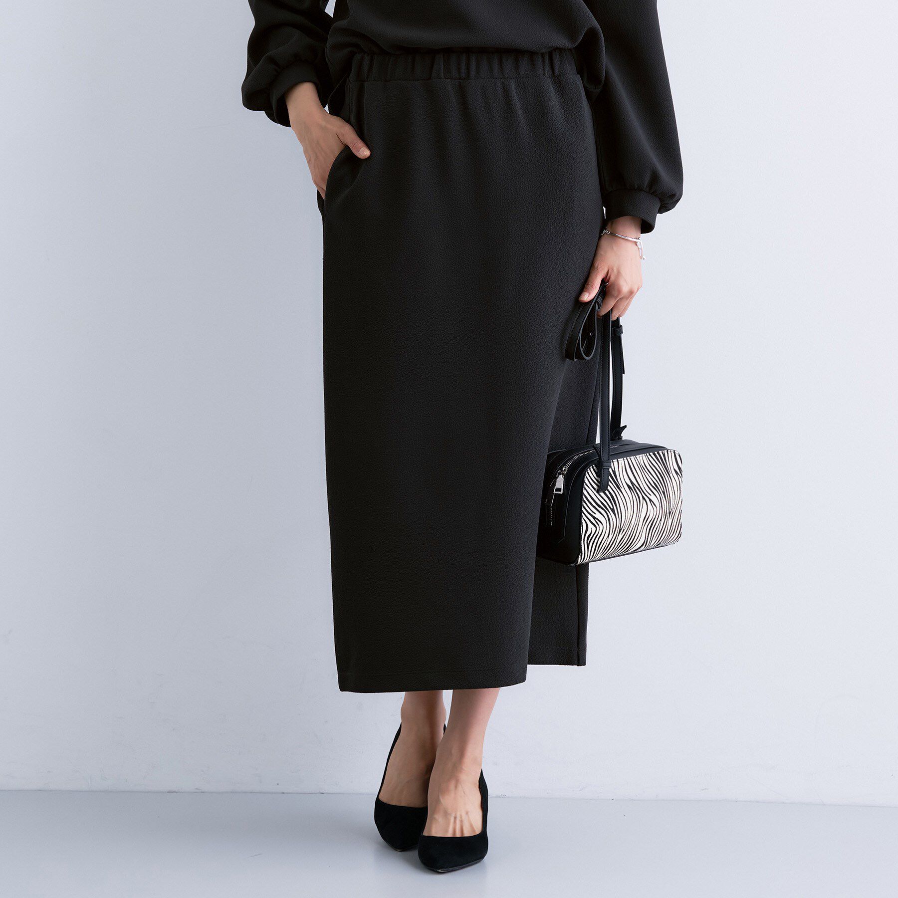 INDIVI「【SETUP可能／Iライン】ダンボールジャージスカート」|スカート|チャコールグレー(0