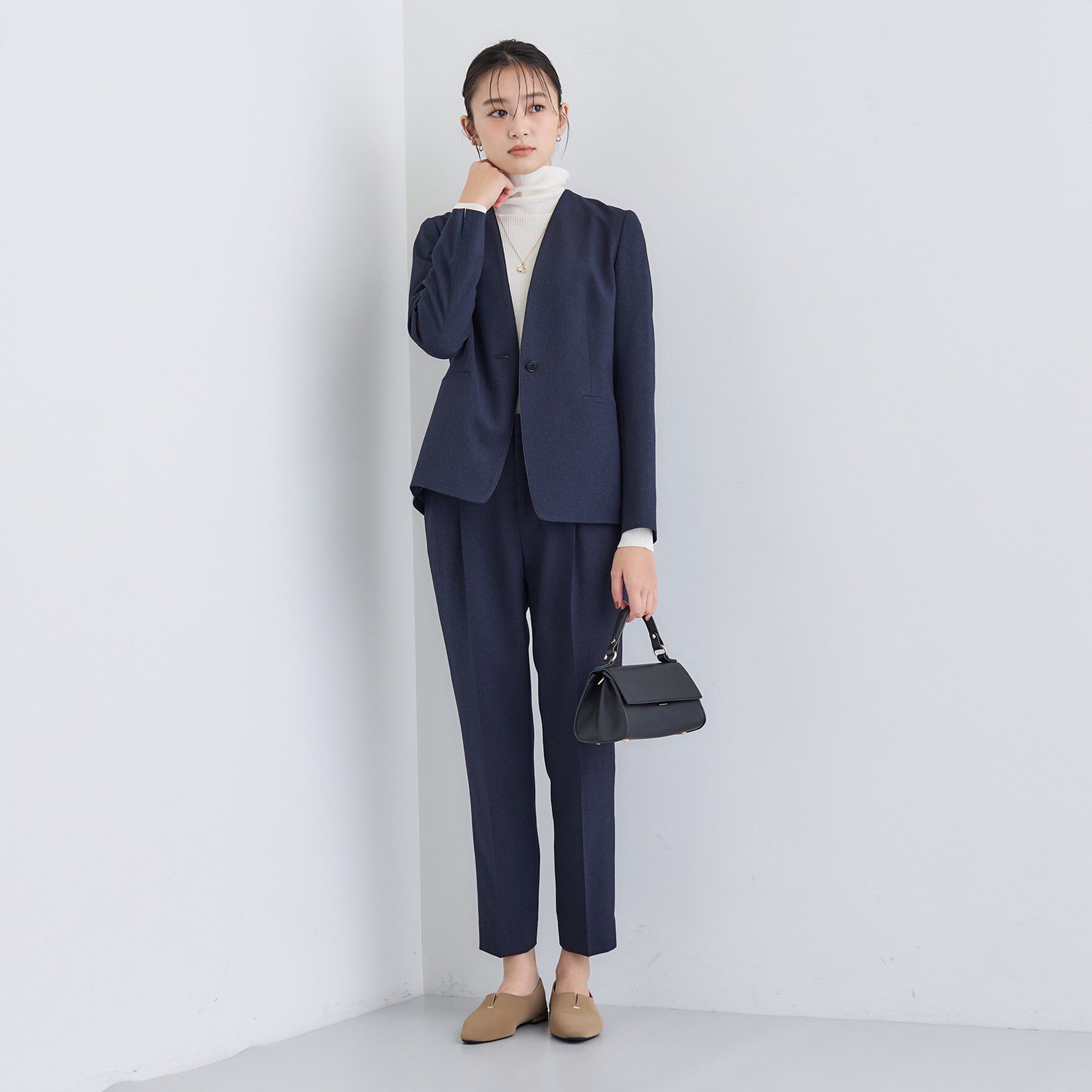 INDIVI「【洗える／通勤／スーツ】メランジストレッチ テーパードパンツ」|スーツ|