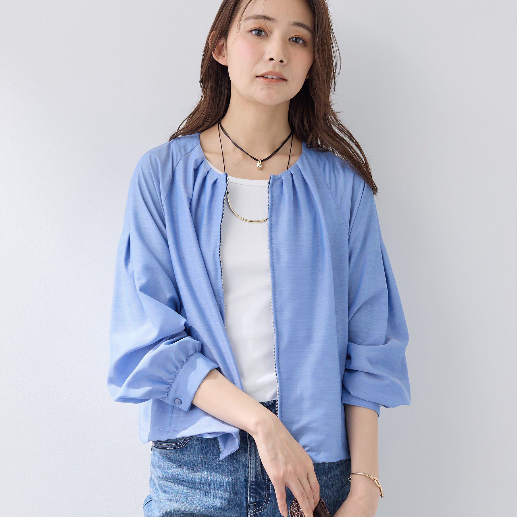 INDIVI「【洗える／大人シアー】エアリー バルーンブルゾン」|ブルゾン・スタジャン|