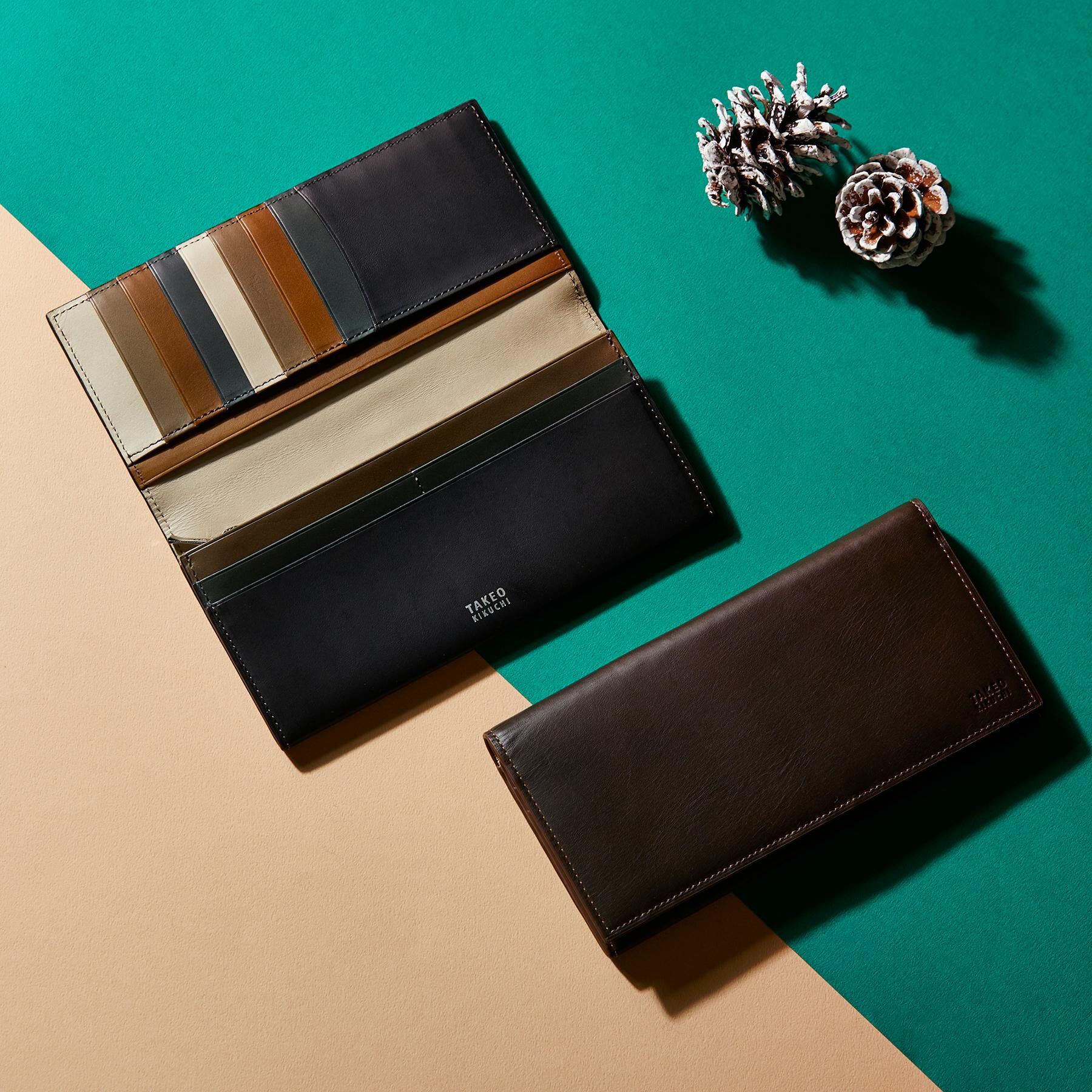 TAKEO KIKUCHI「アンティーク調レザー 2つ折り長財布」|財布|