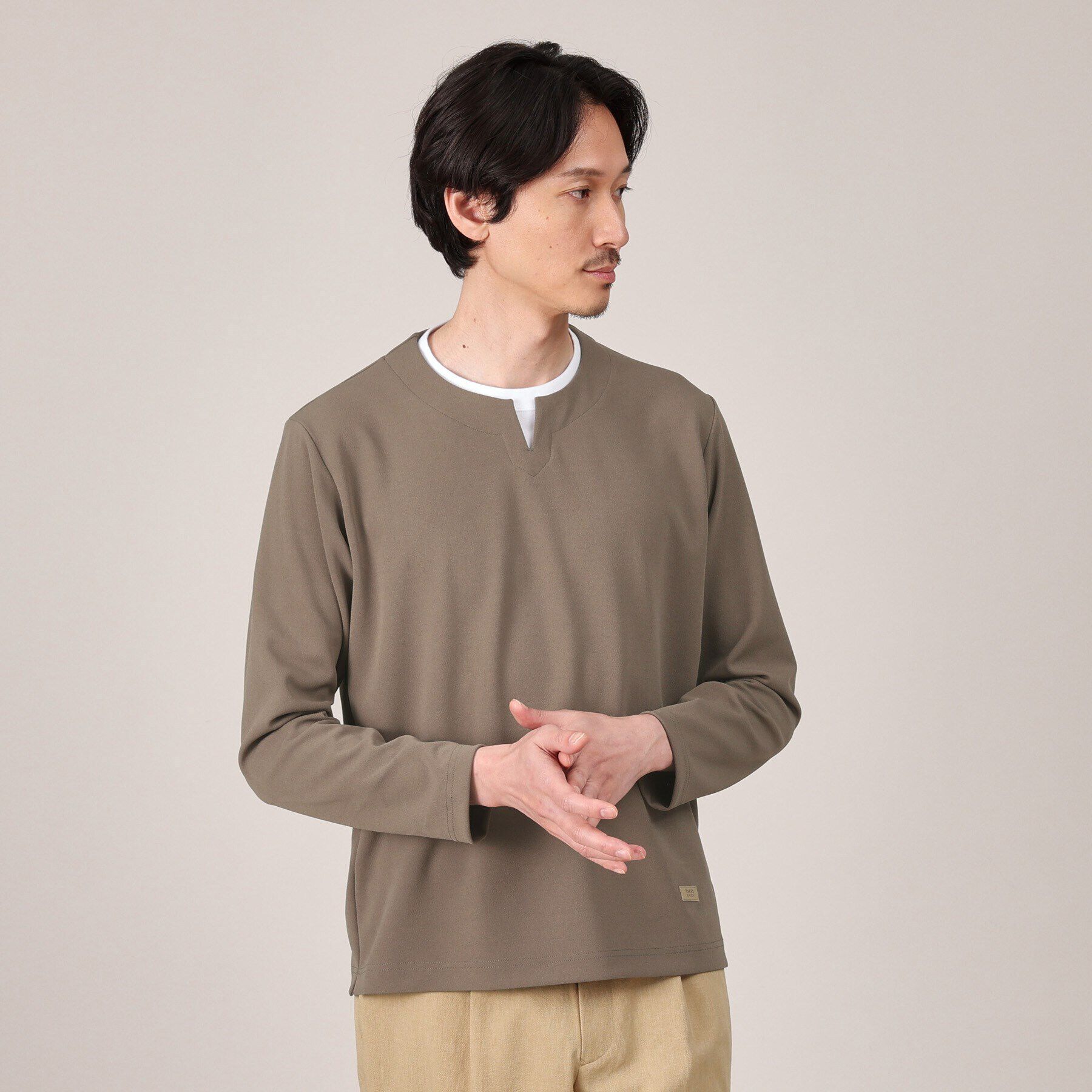 TAKEO KIKUCHI「【Made in JAPAN】フェイクレイヤード　キーネック　カットソー」|Tシャツ・カットソー|