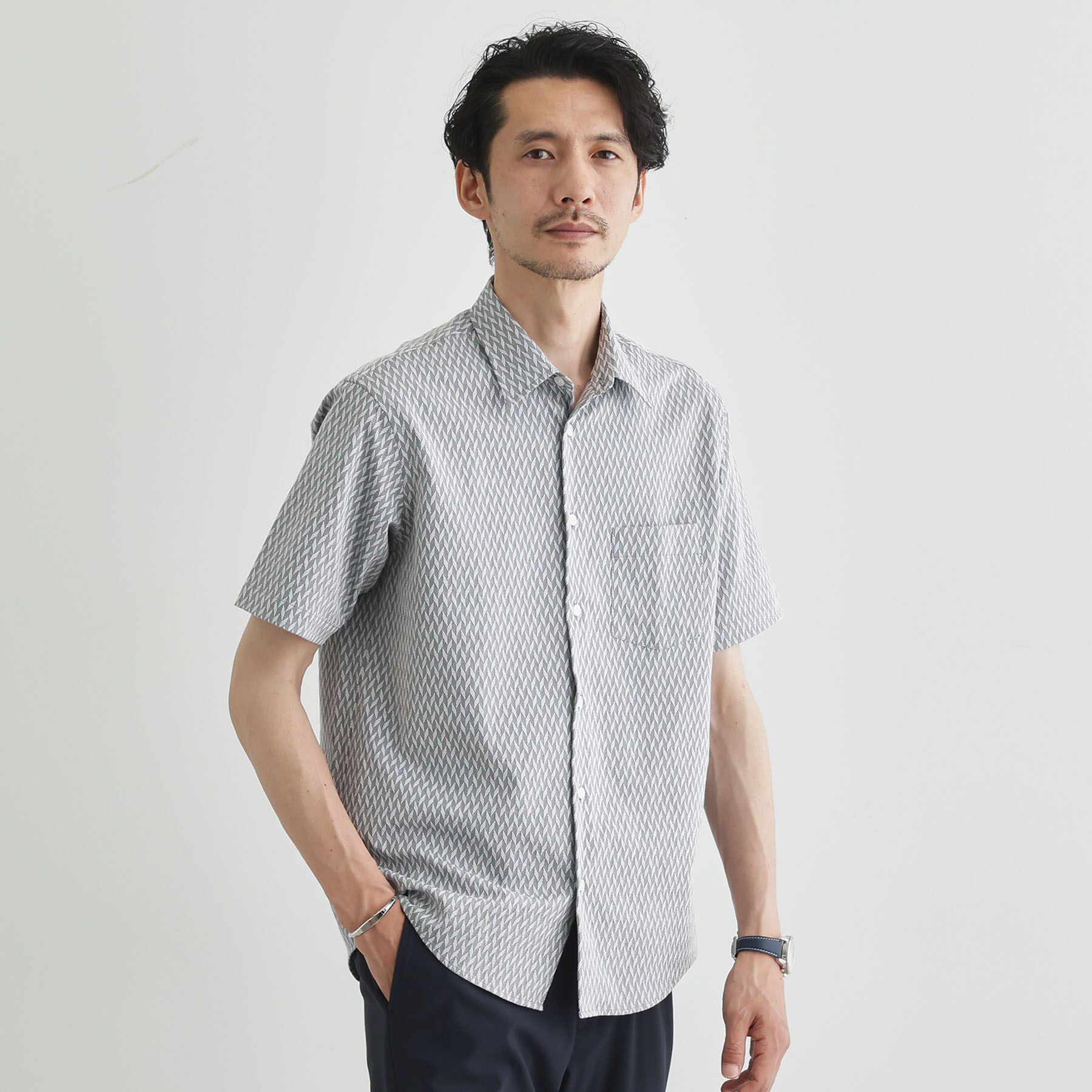 TAKEO KIKUCHI「【播州織り】ドビーストレッチシャツ」|シャツ・ブラウス|チャコールグレー(0