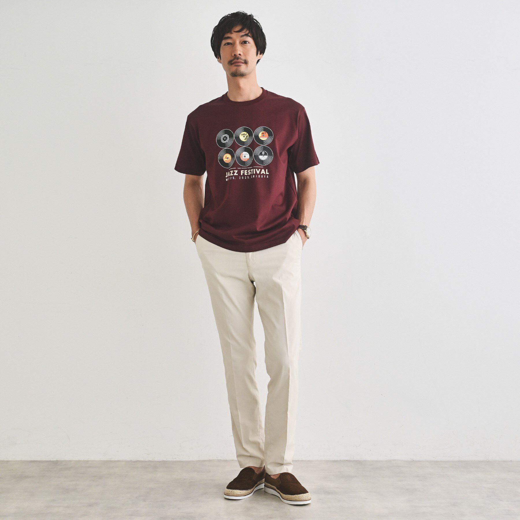 TAKEO KIKUCHI「レコードプリント 天竺 Tシャツ」|Tシャツ・カットソー|