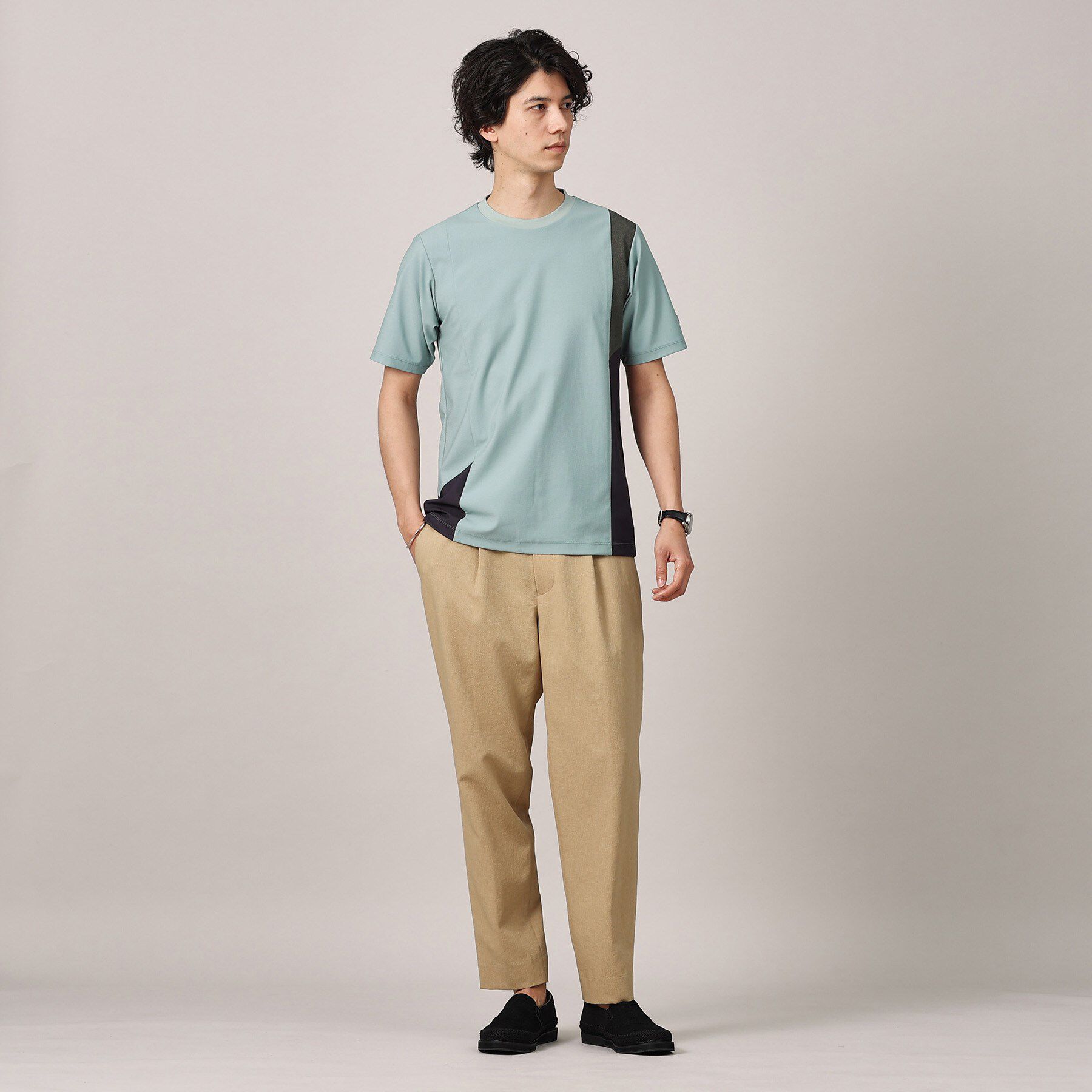 TAKEO KIKUCHI「【Sサイズ～】サイド切替え 半袖カットソー」|Tシャツ・カットソー|