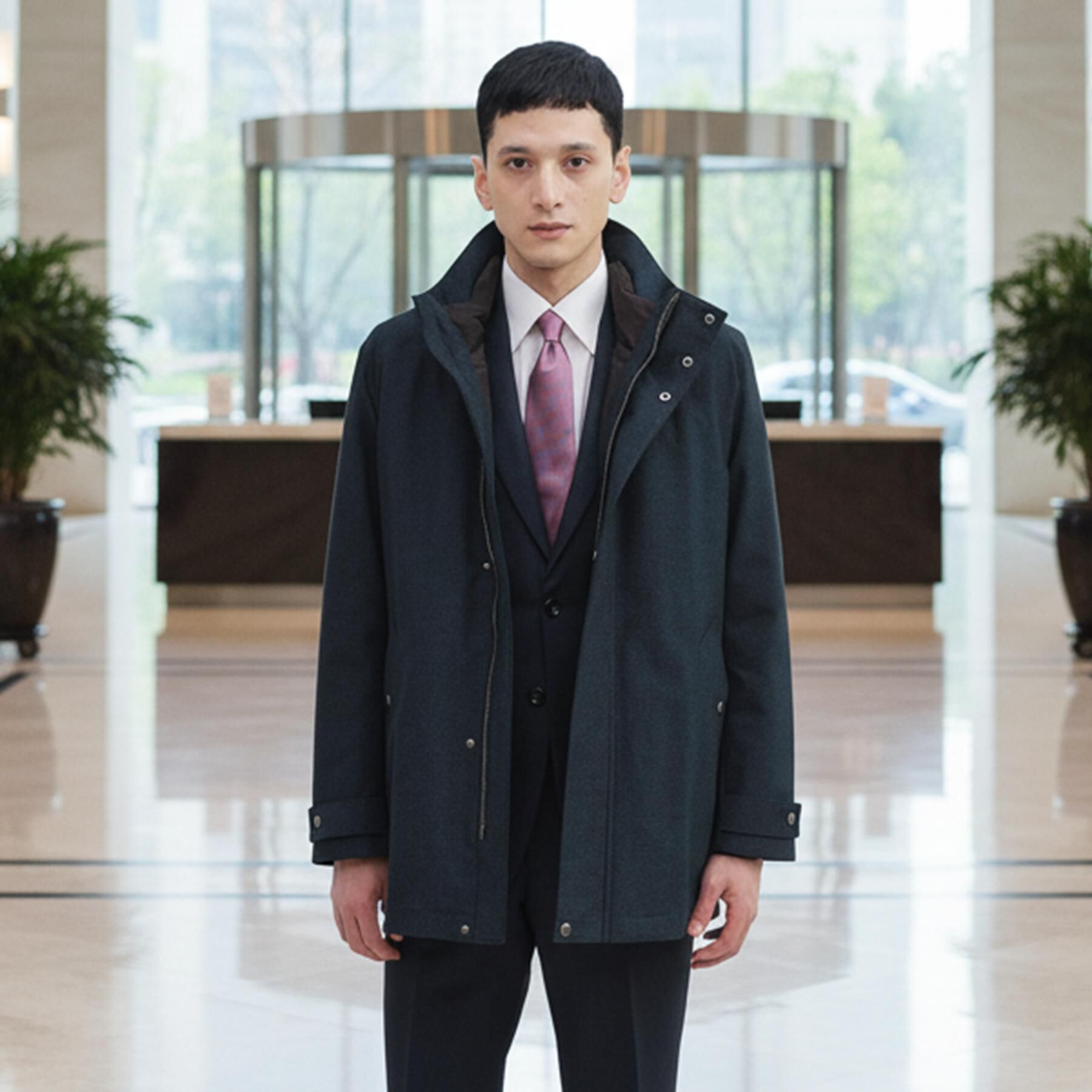 TAKEO KIKUCHI「【3WAY】ドビー ダウンライナー付ブルゾン」|ブルゾン・スタジャン|ブルー(093)