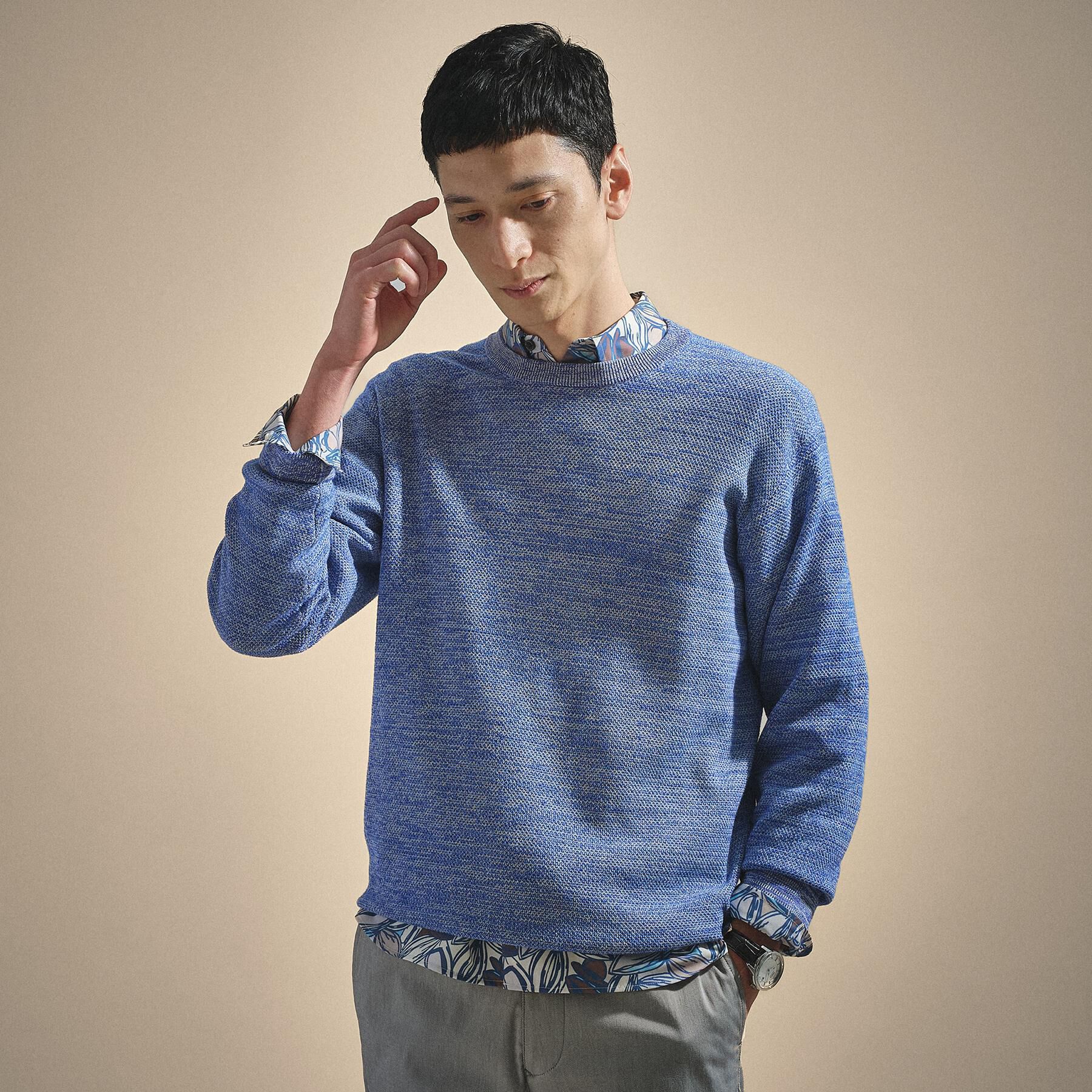 TAKEO KIKUCHI「【洗える】カラースプリングニット」|ニット・セーター|ブルー(092)