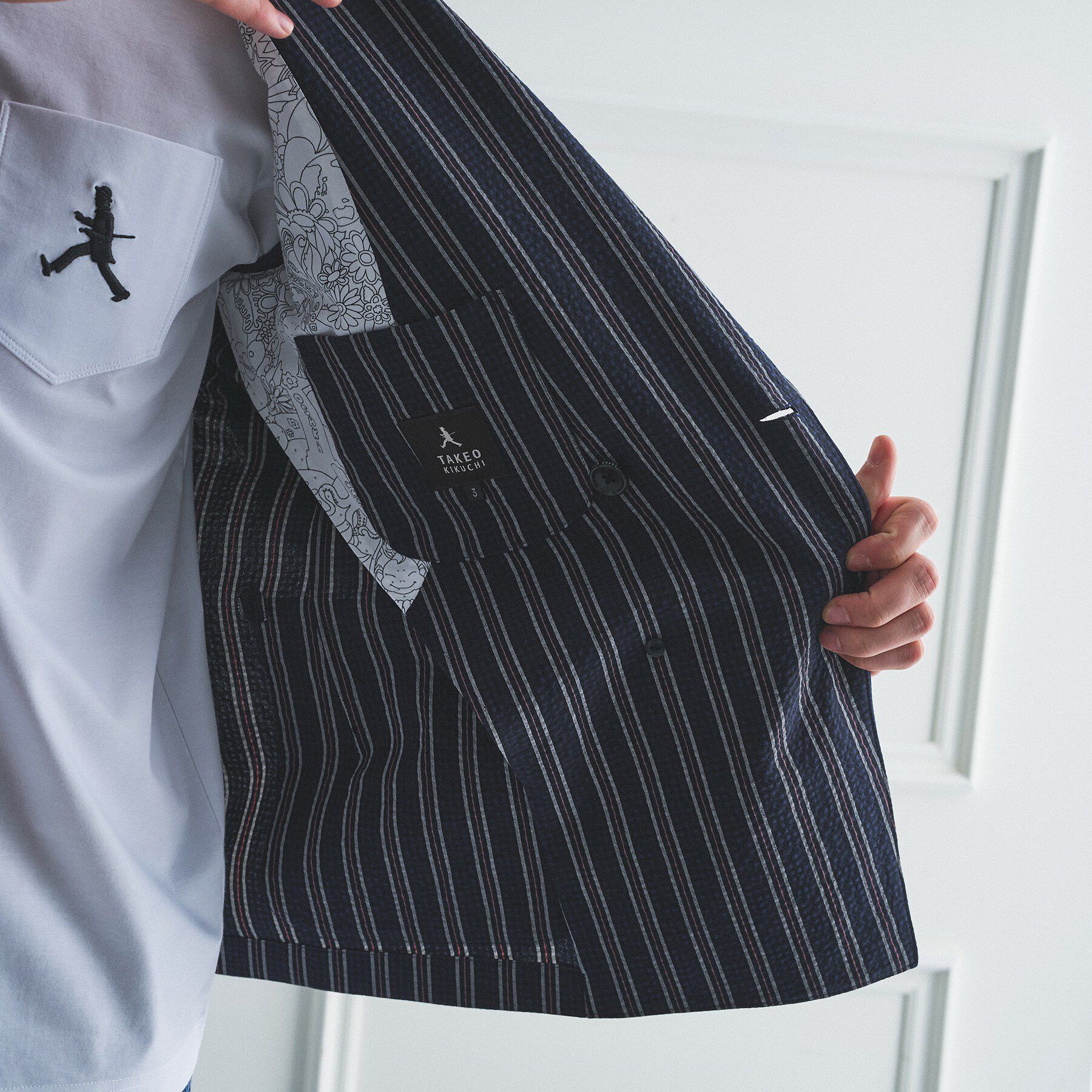 TAKEO KIKUCHI「【BOWLER HAT LABEL】サッカーストライプ ダブルジャケット」|テーラードジャケット|