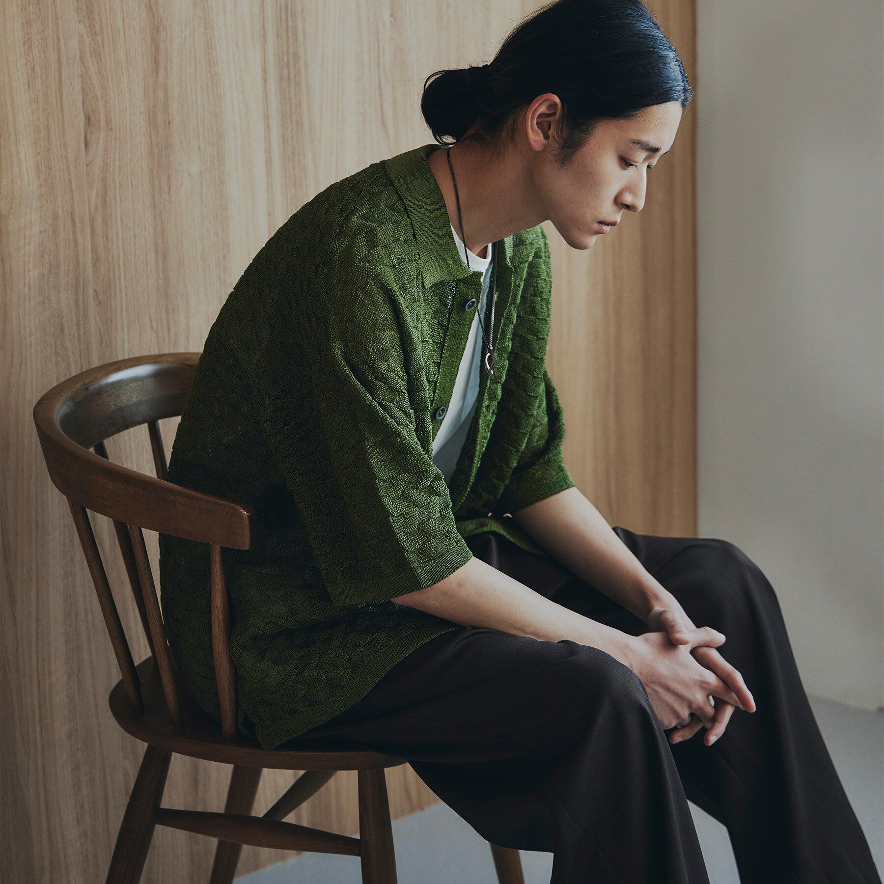 tk.TAKEO KIKUCHI「ニットポロカーディガン」|カーディガン|オリーブグリーン(0