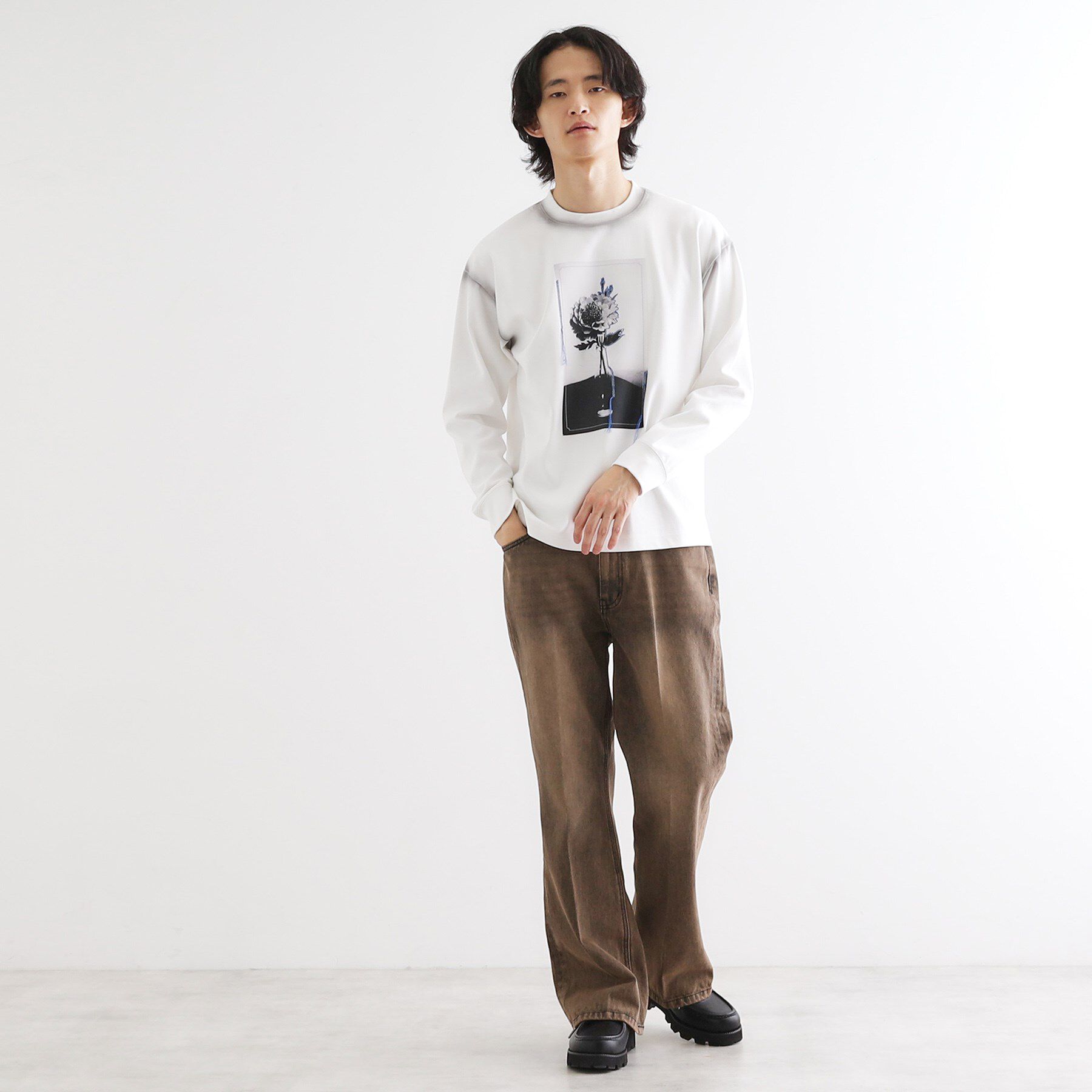 tk.TAKEO KIKUCHI「フラワーフォトエンブロヘビーウェイトスムースTシャツ」|Tシャツ・カットソー|