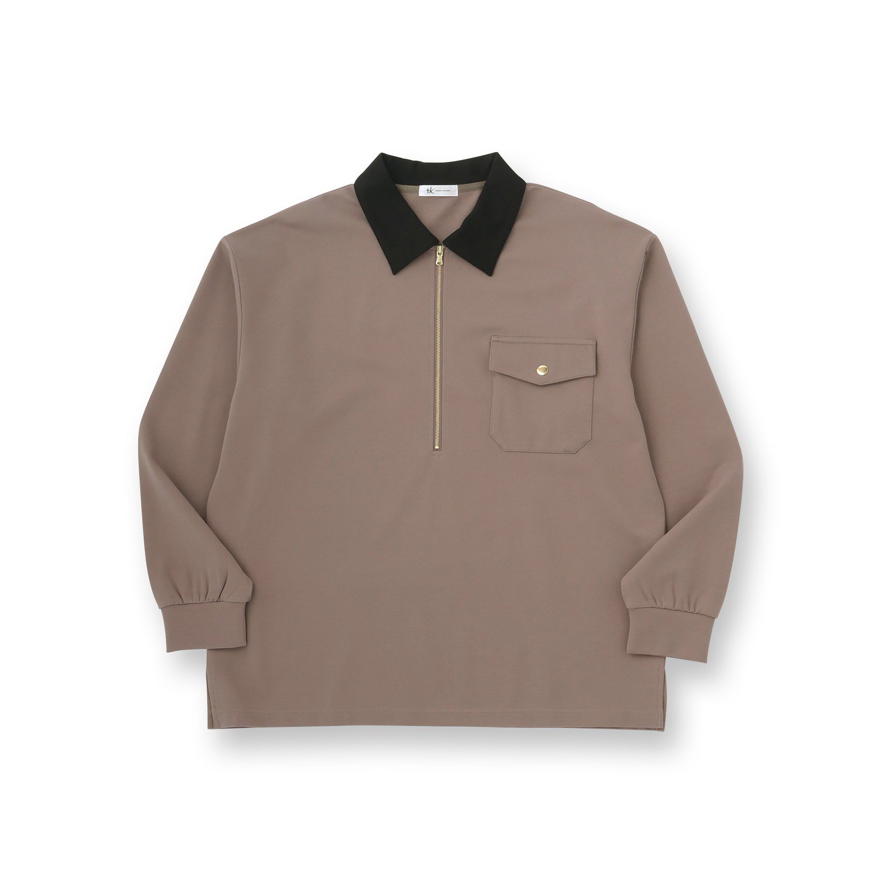 tk.TAKEO KIKUCHI「ハードポンチクレリックハーフジップカットソー/ポケット/襟配色/バイカラー」|Tシャツ・カットソー|