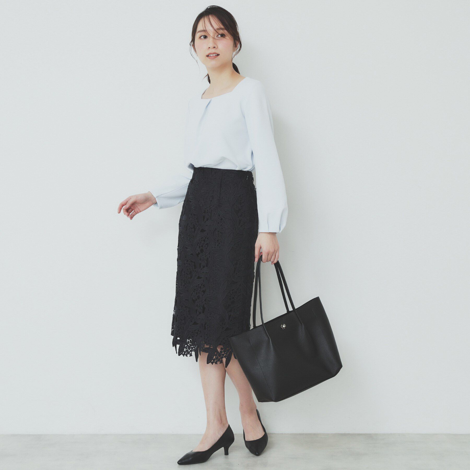 index「キーネックタックデザイントップス【洗濯機洗い可】」|Tシャツ・カットソー|