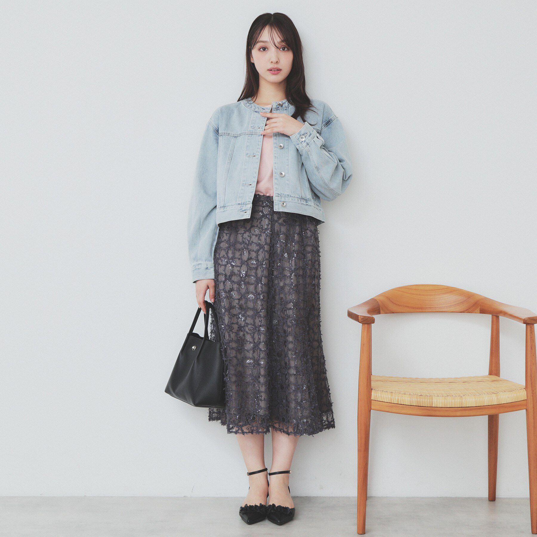 index「ノーカラーGジャン【洗濯機洗い可】」|デニムジャケット|