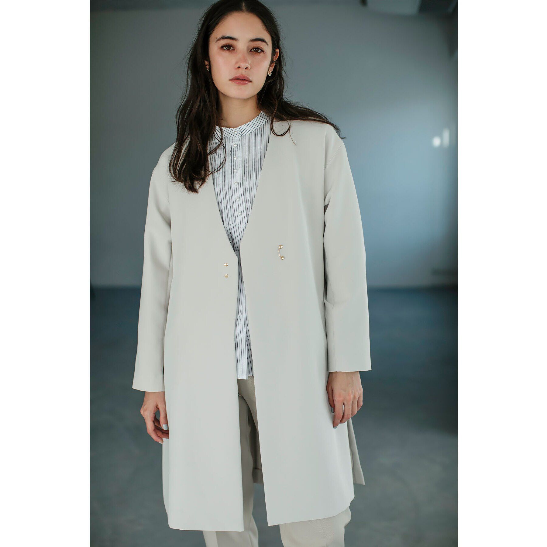 index「ストレッチノーカラーコート【洗濯機洗い可/イージーアイロン】」|ノーカラーコート|