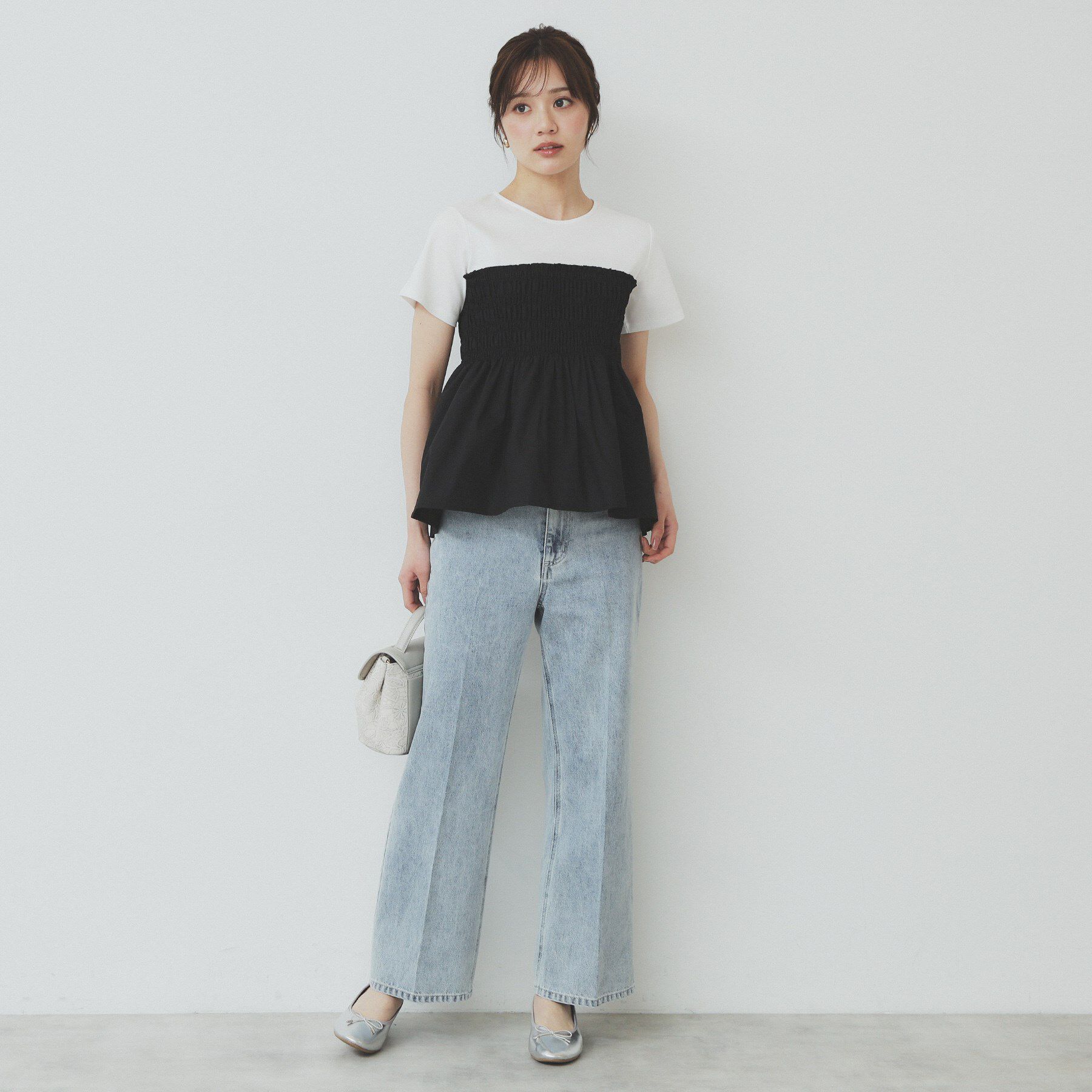 index「シャーリングドッキングペプラムトップス【洗濯機洗い可】」|Tシャツ・カットソー|